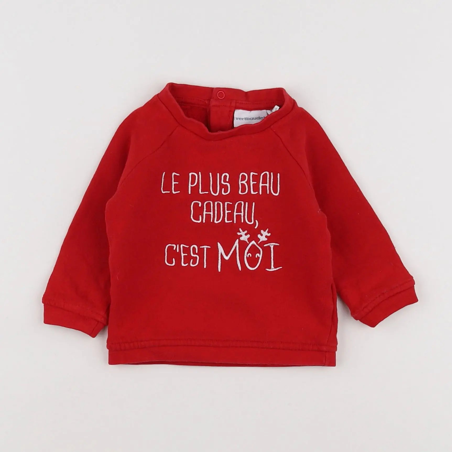 Vertbaudet - sweat rouge - 6 mois