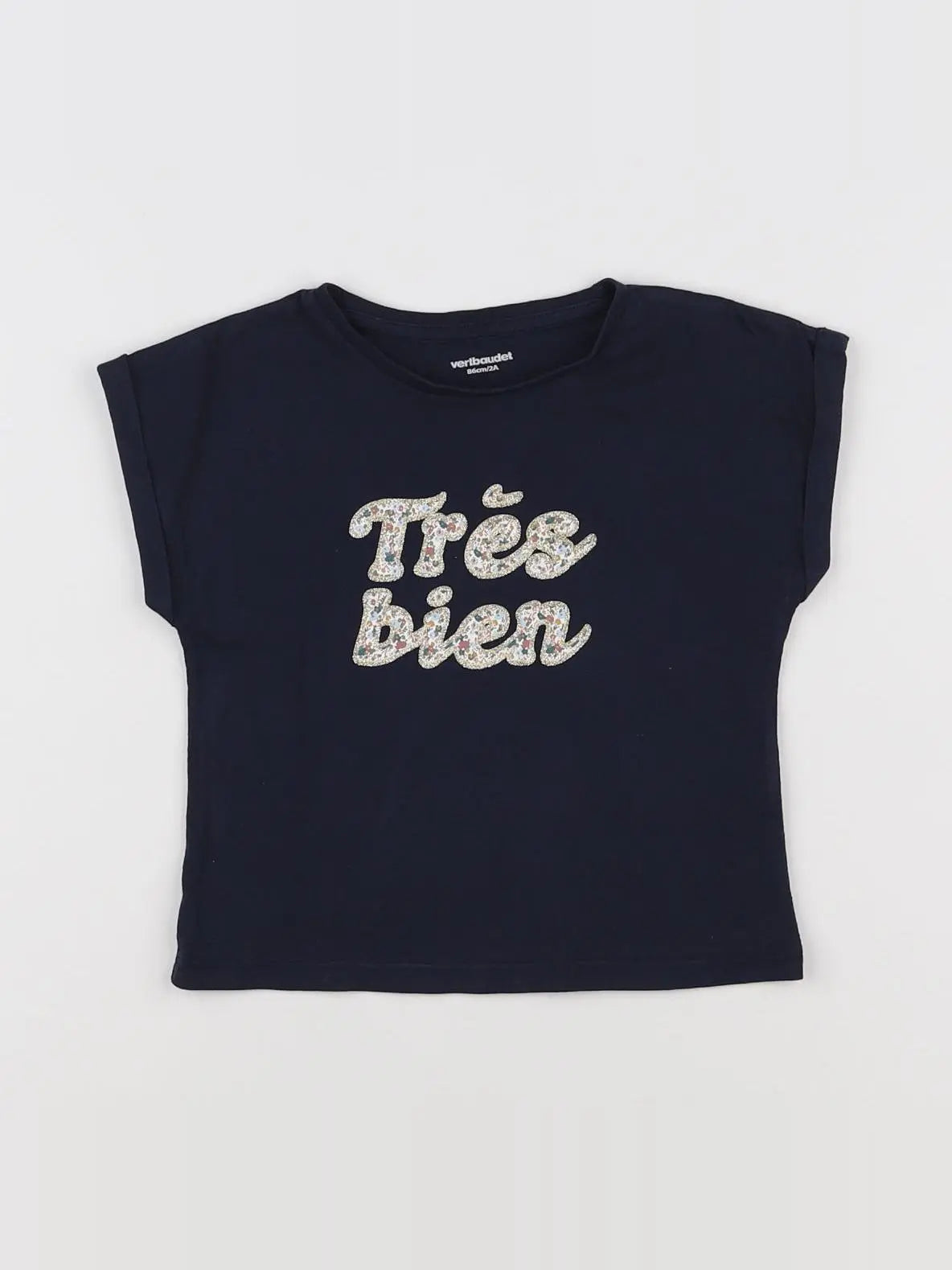 Vertbaudet - tee-shirt bleu, or - 2 ans