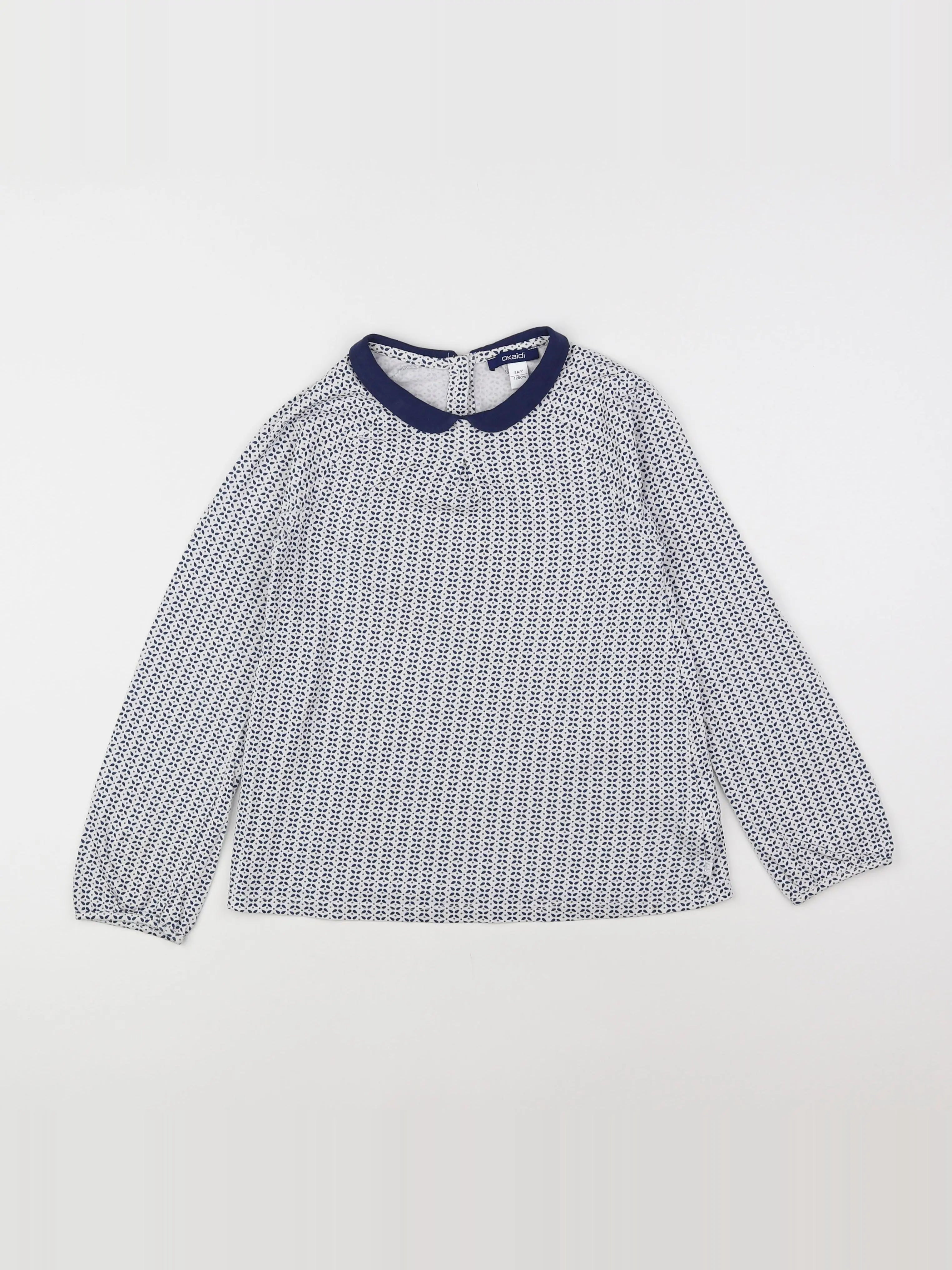 Okaidi - tee-shirt blanc, bleu - 8 ans