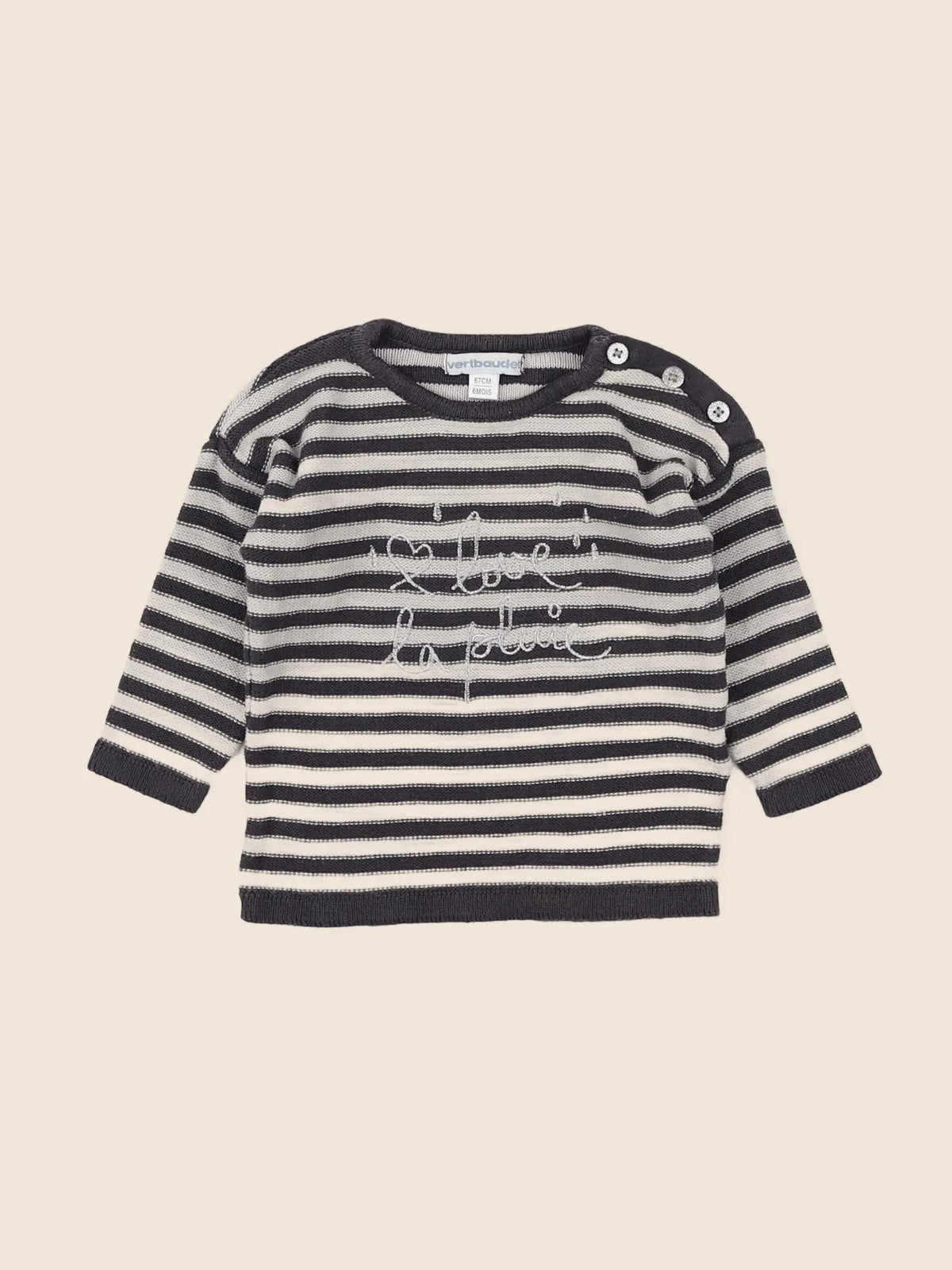 Vertbaudet - pull gris - 6 mois