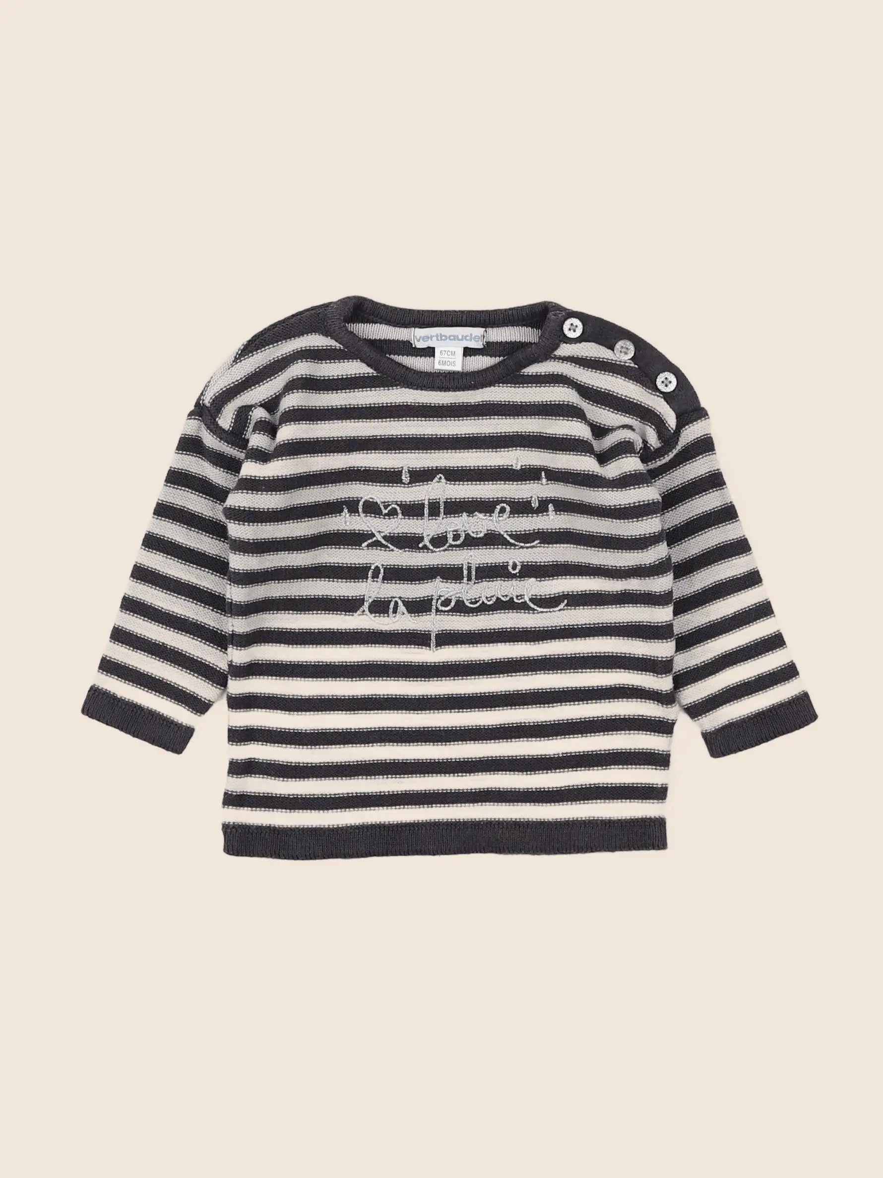 Vertbaudet - pull gris - 6 mois