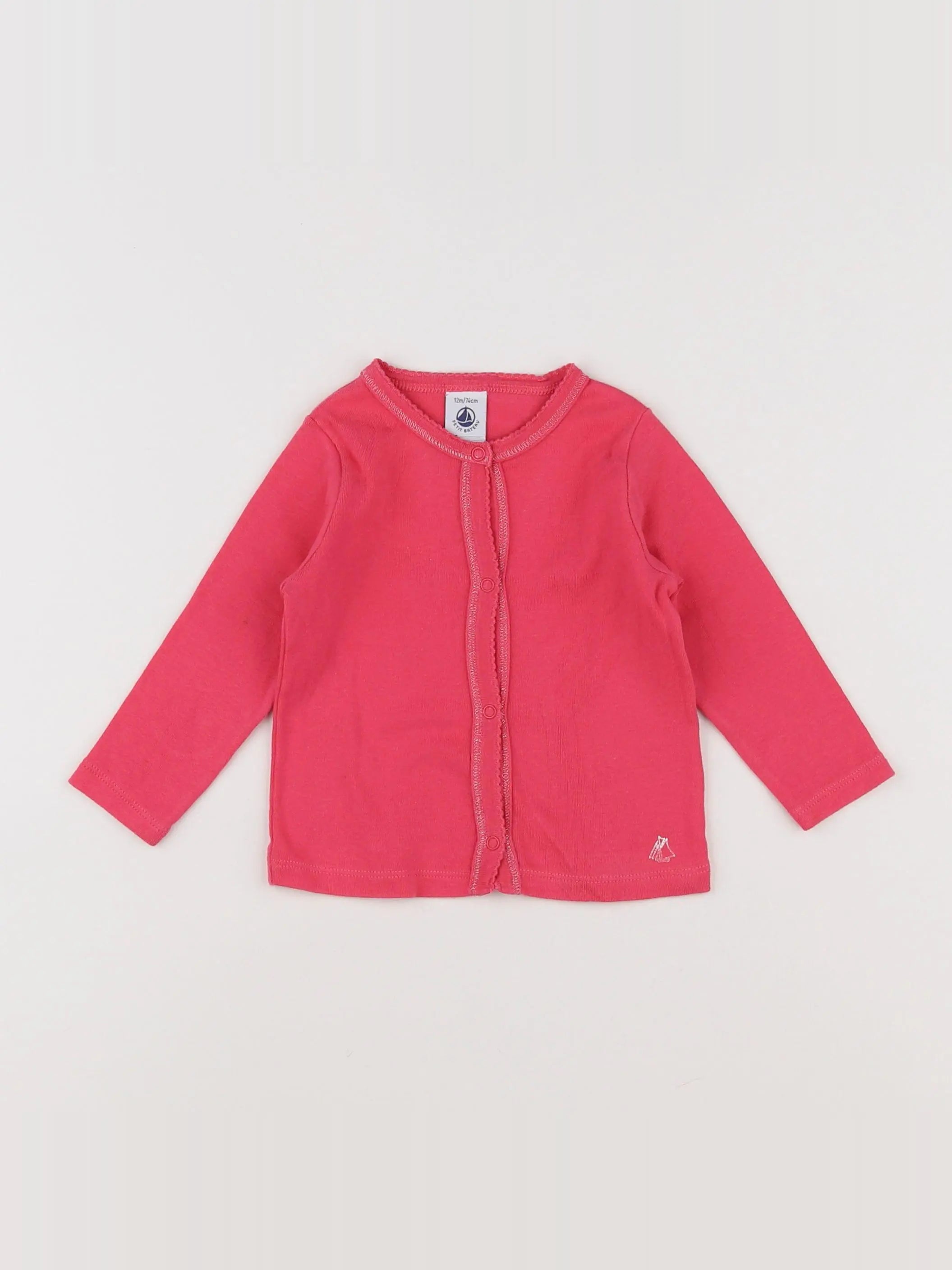 Petit Bateau - gilet rose - 12 mois