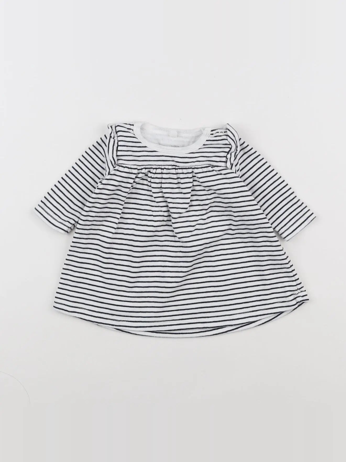 Petit Bateau - robe blanc, bleu - 3 mois