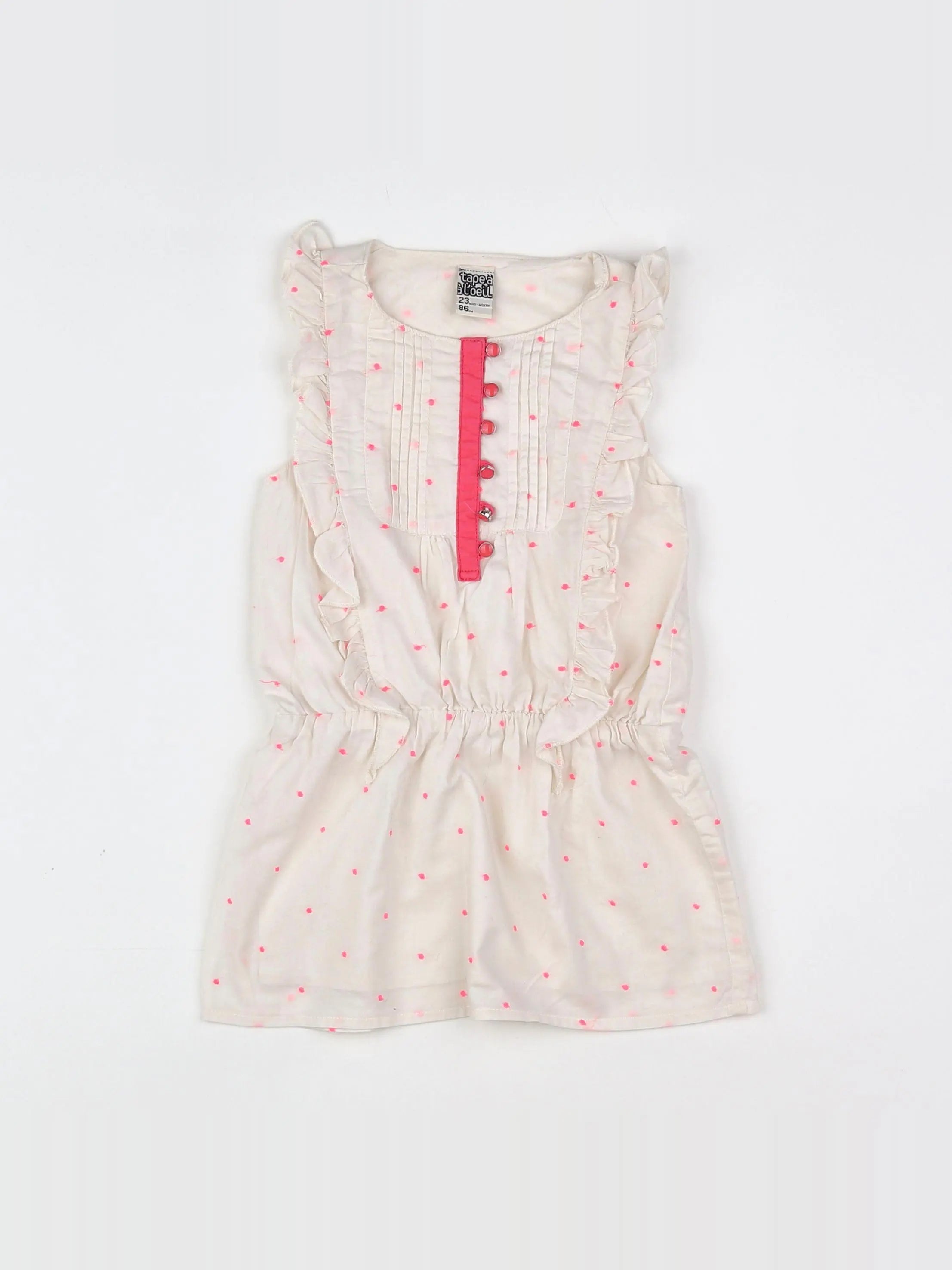 Tape à l'oeil - robe blanc, rose - 2 ans