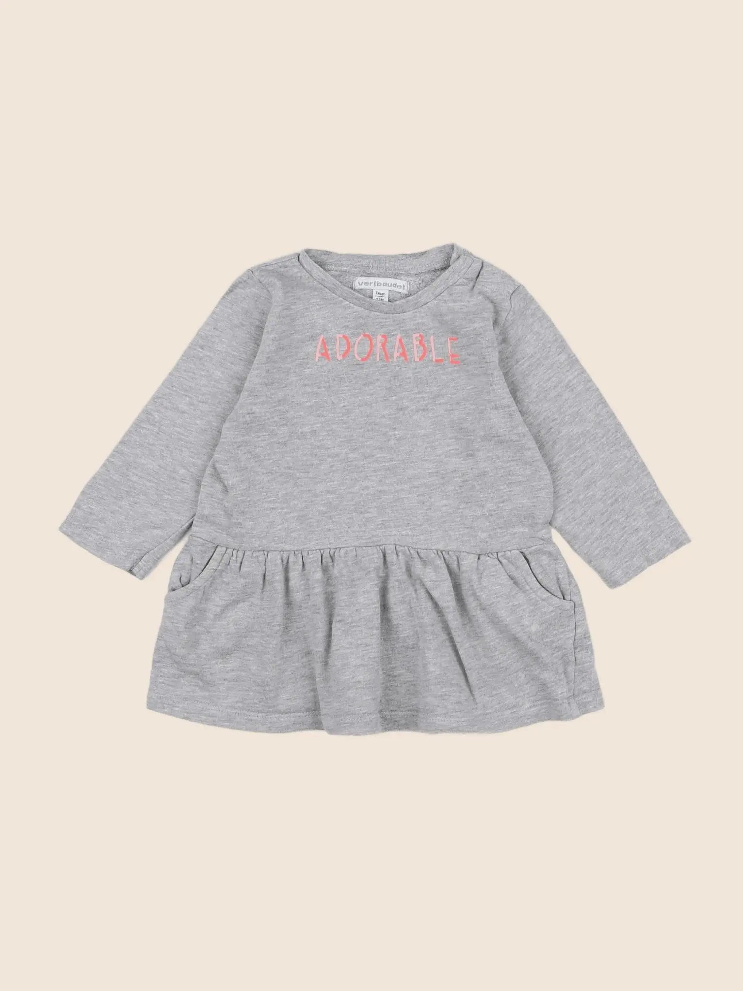 Vertbaudet - robe gris - 12 mois
