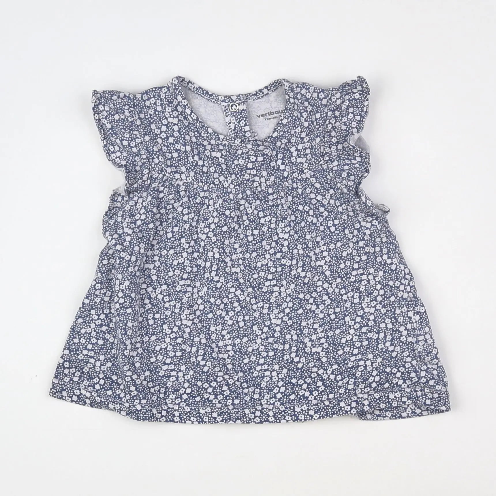 Vertbaudet - tee-shirt bleu, blanc - 12 mois