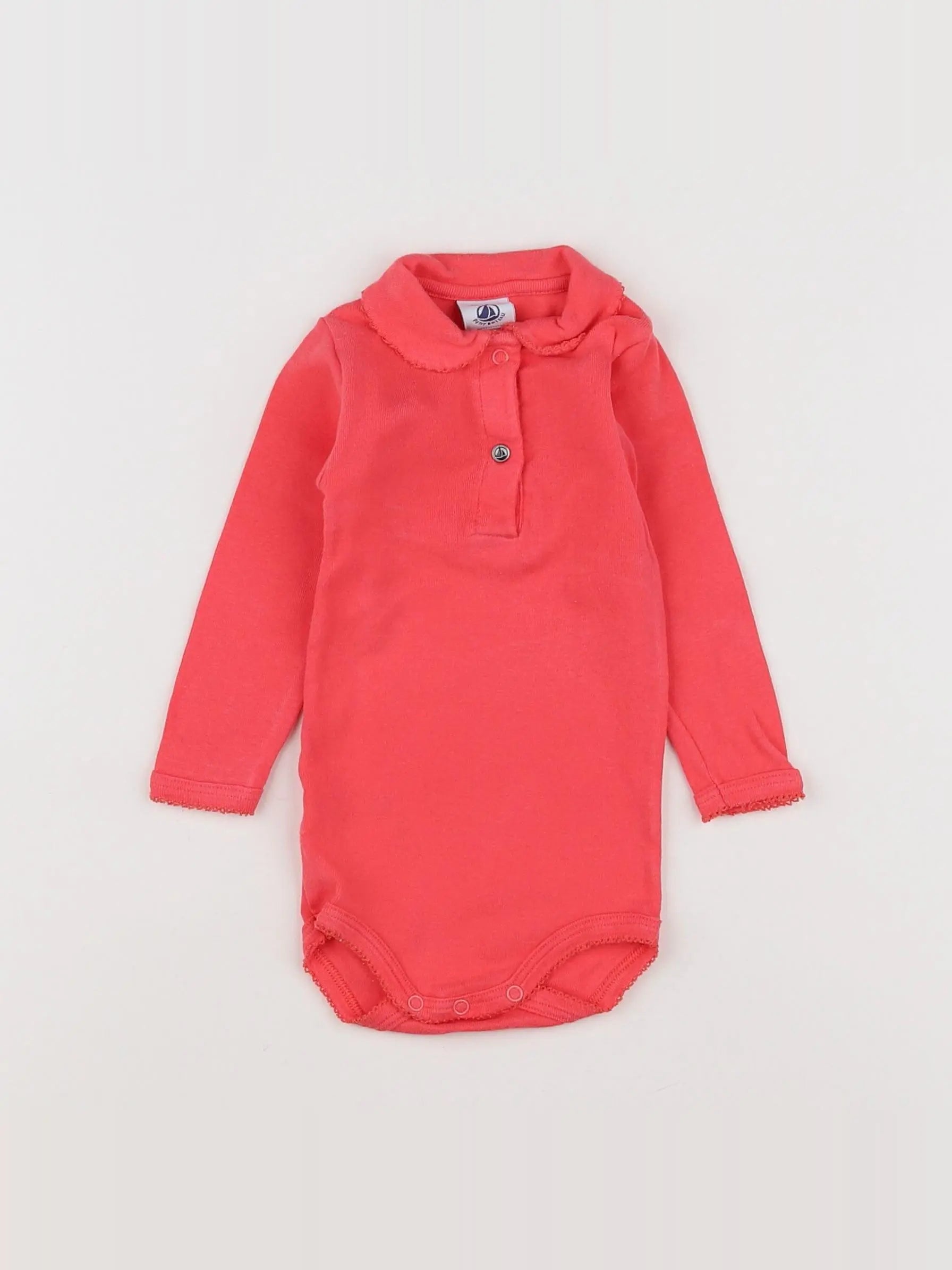 Petit Bateau - body à col rose - 6 mois