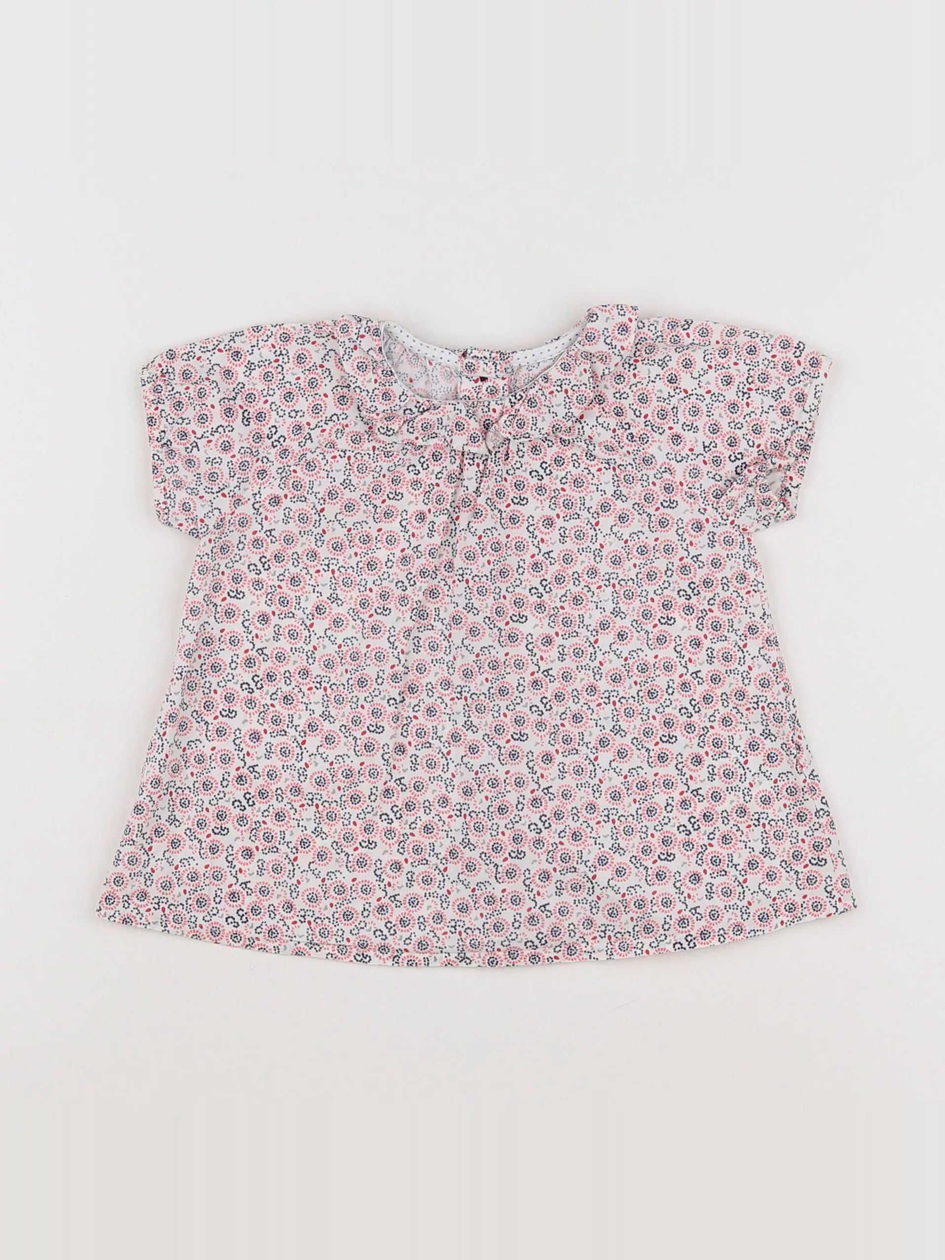 Petit Bateau - blouse blanc, rouge - 12 mois