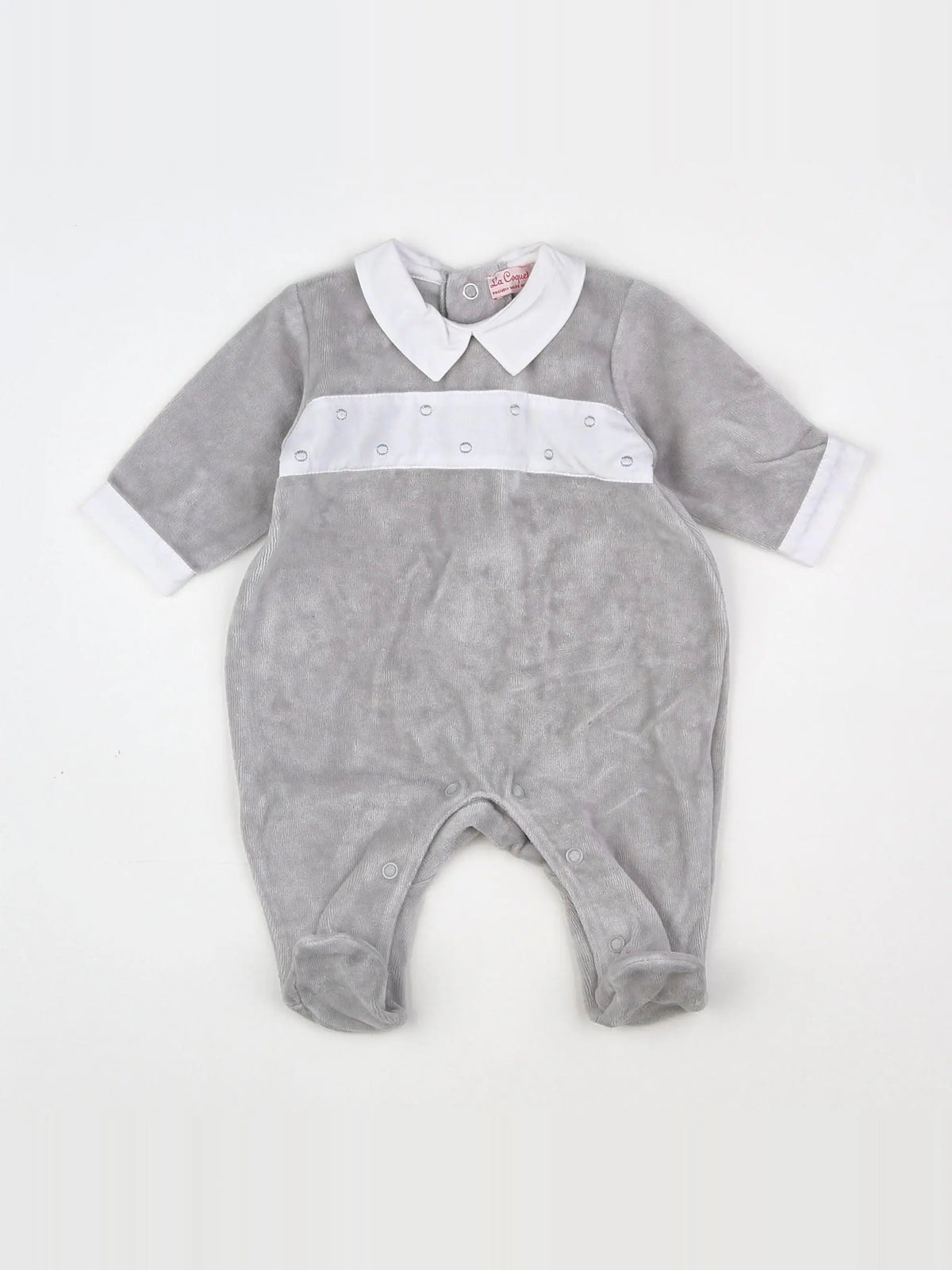 La Coqueta - pyjama velours gris, blanc - 0 mois