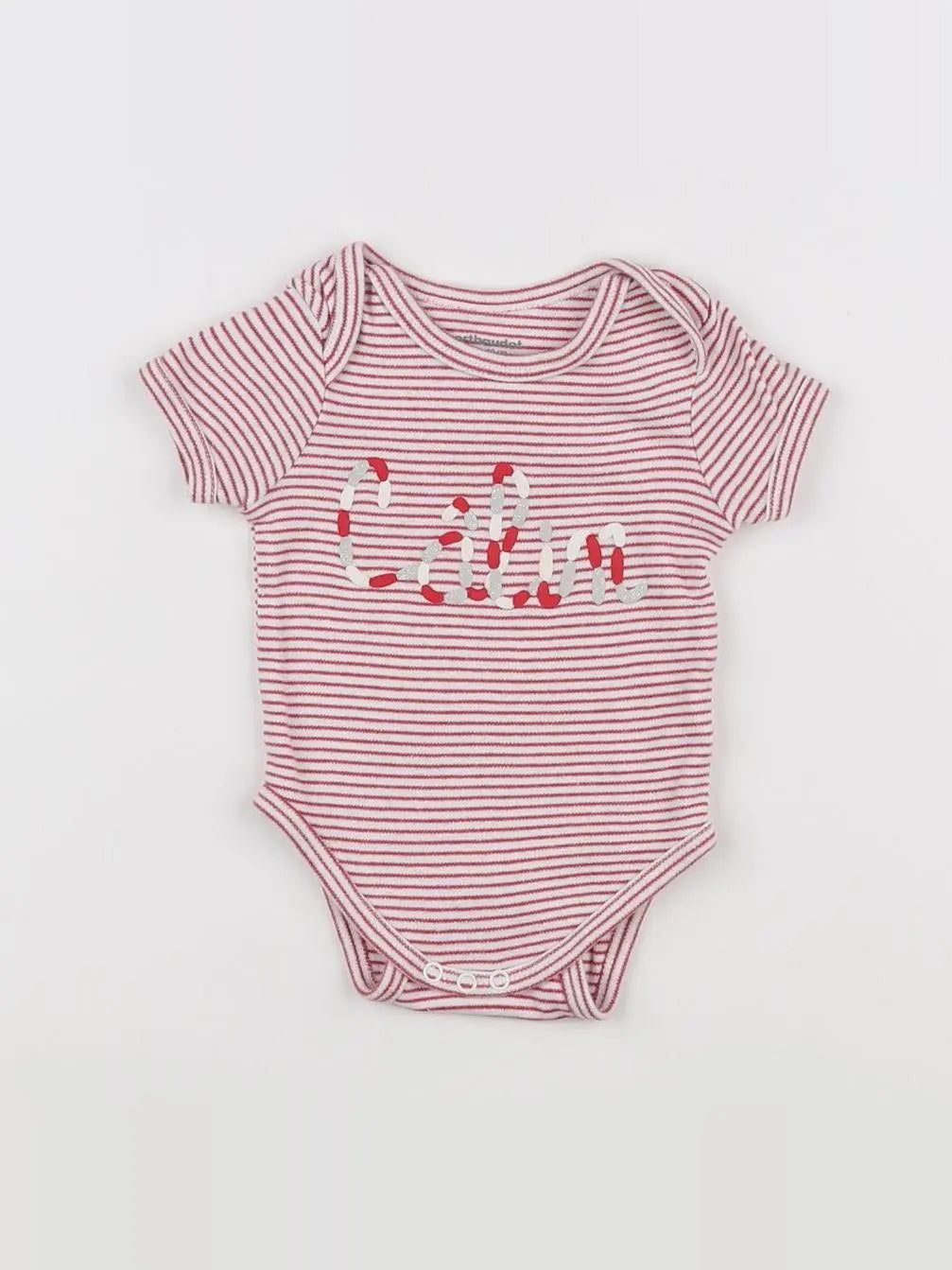 Vertbaudet - body blanc, rose - 3 mois