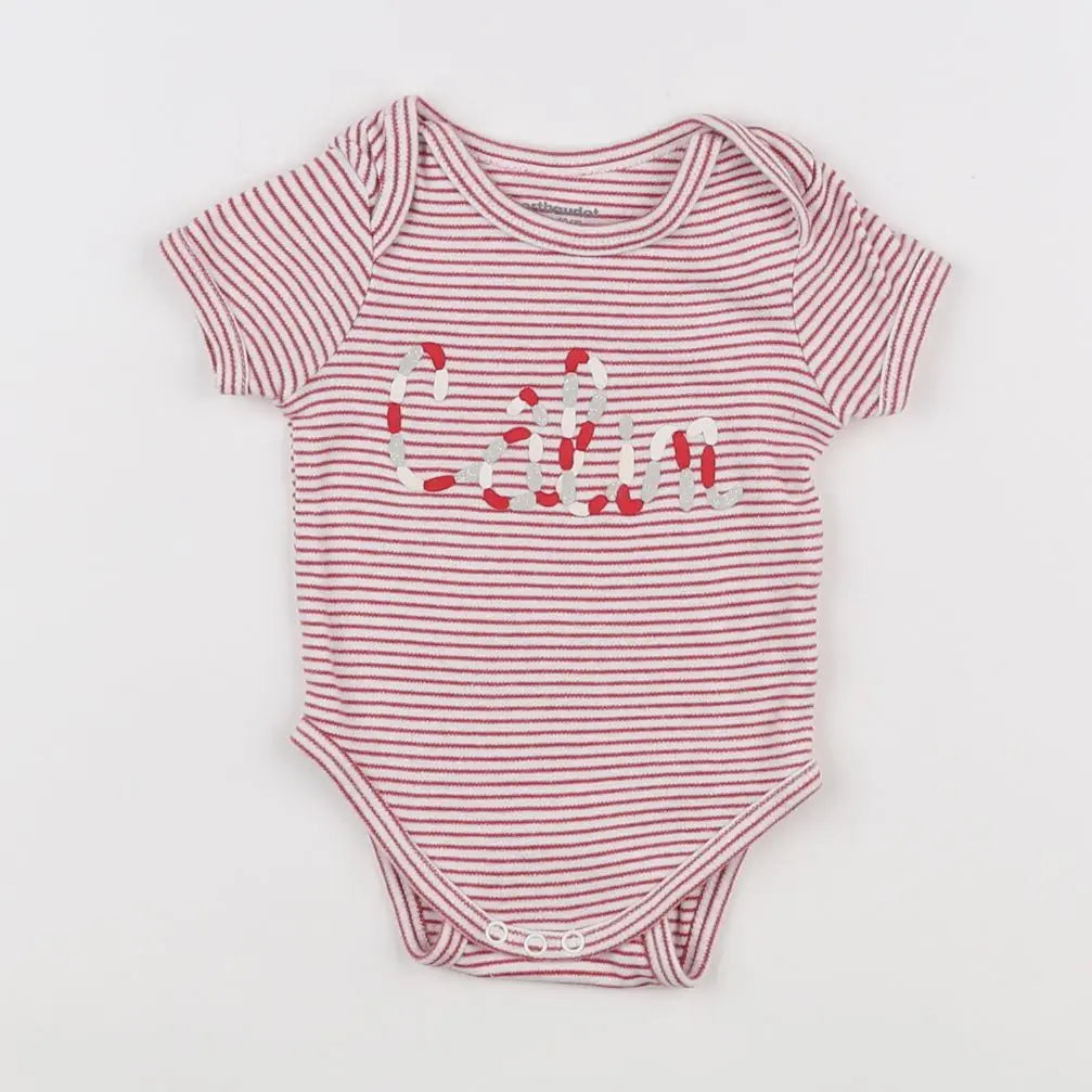 Vertbaudet - body blanc, rose - 3 mois