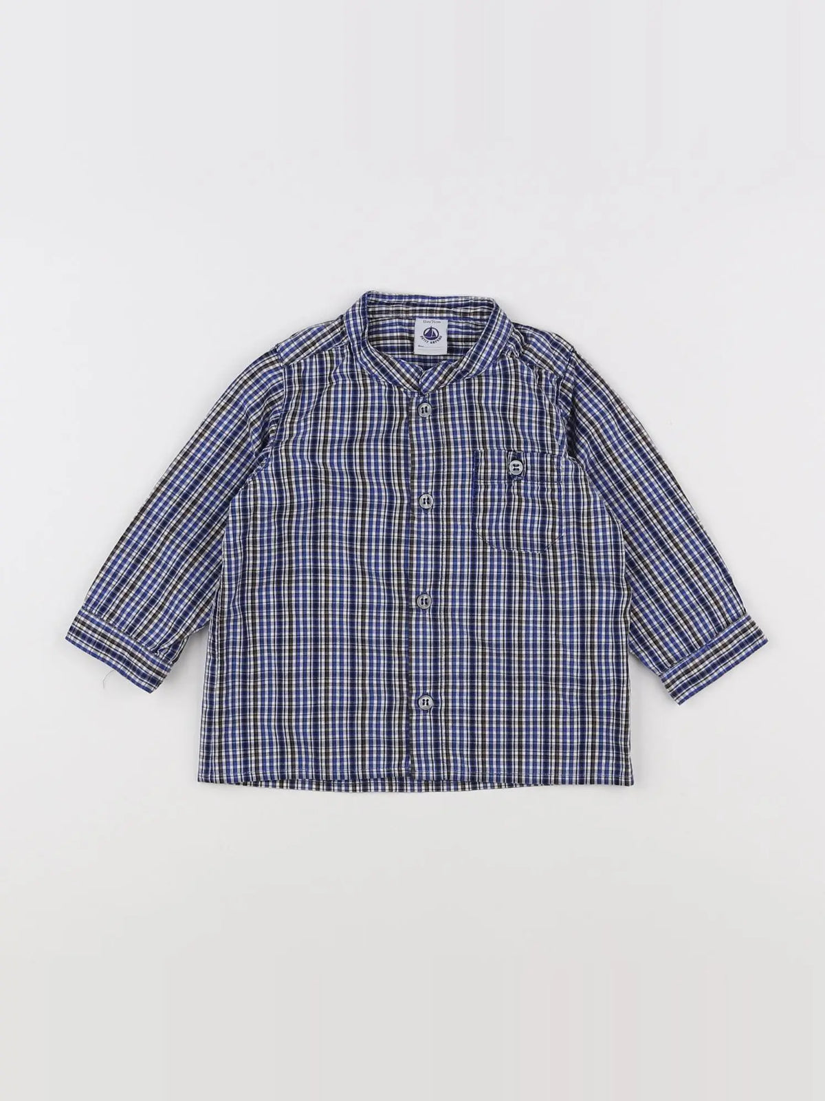 Petit Bateau - chemise bleu - 12 mois