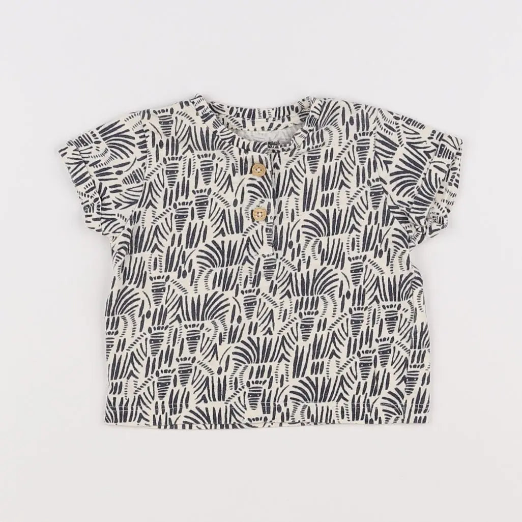 Vertbaudet - tee-shirt beige, gris - 3 mois