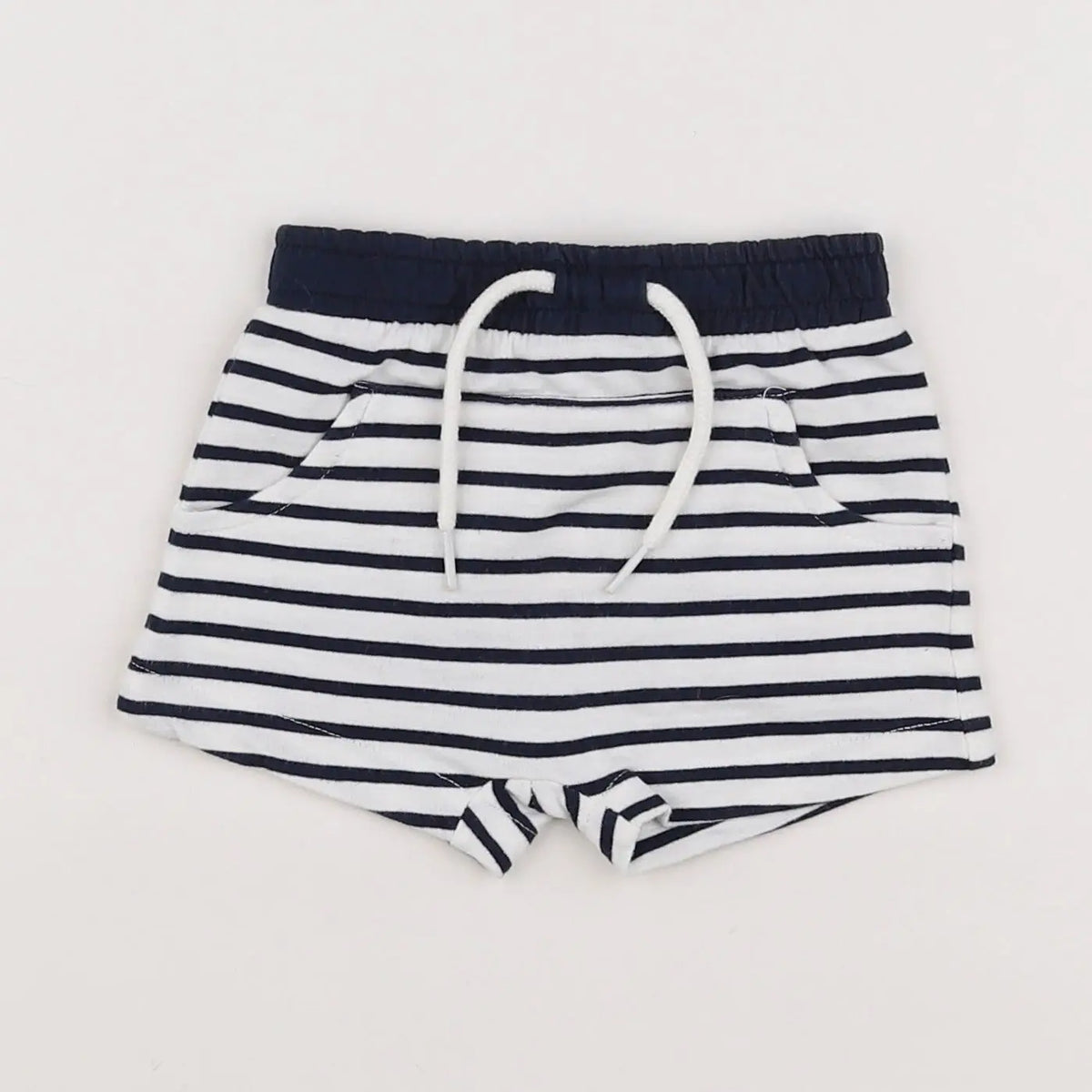 Vertbaudet - short blanc, bleu - 6 mois