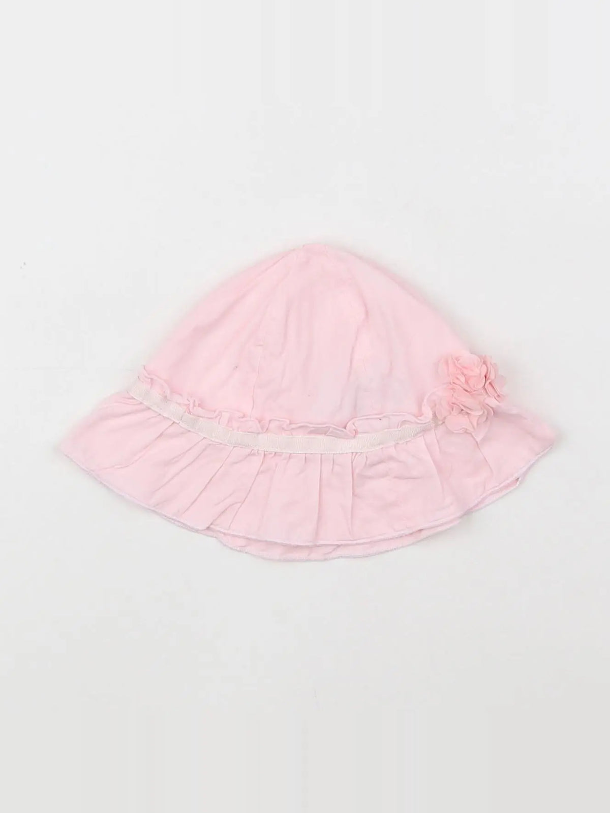 Vertbaudet - chapeau blanc, rose - 0/6 mois