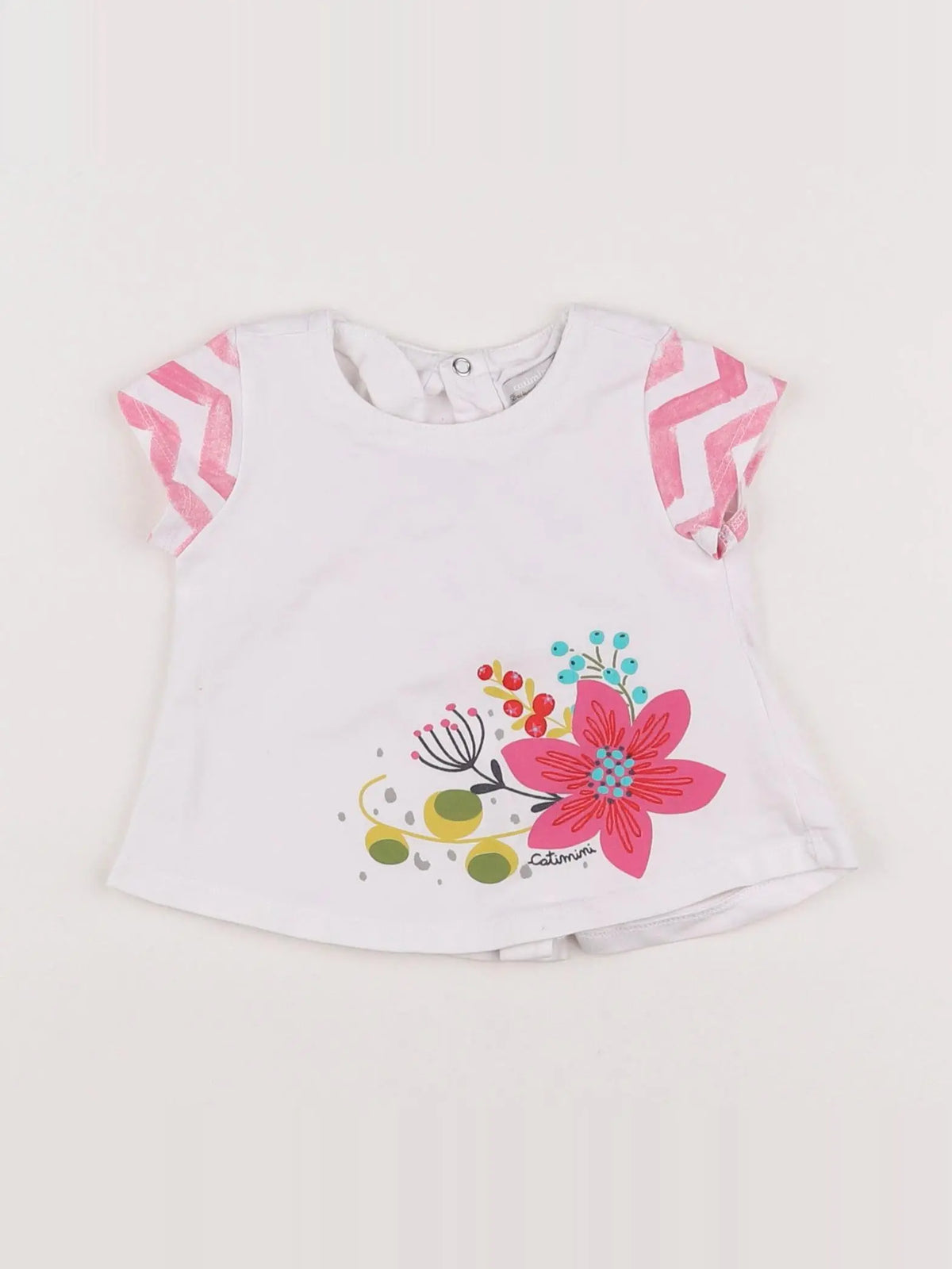 Catimini - tee-shirt blanc, rose - 6 mois