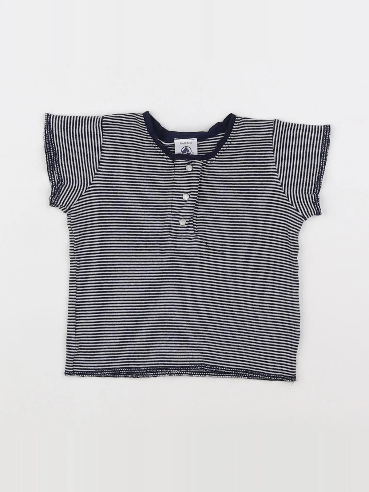 Petit Bateau - tee-shirt bleu, blanc - 6 mois
