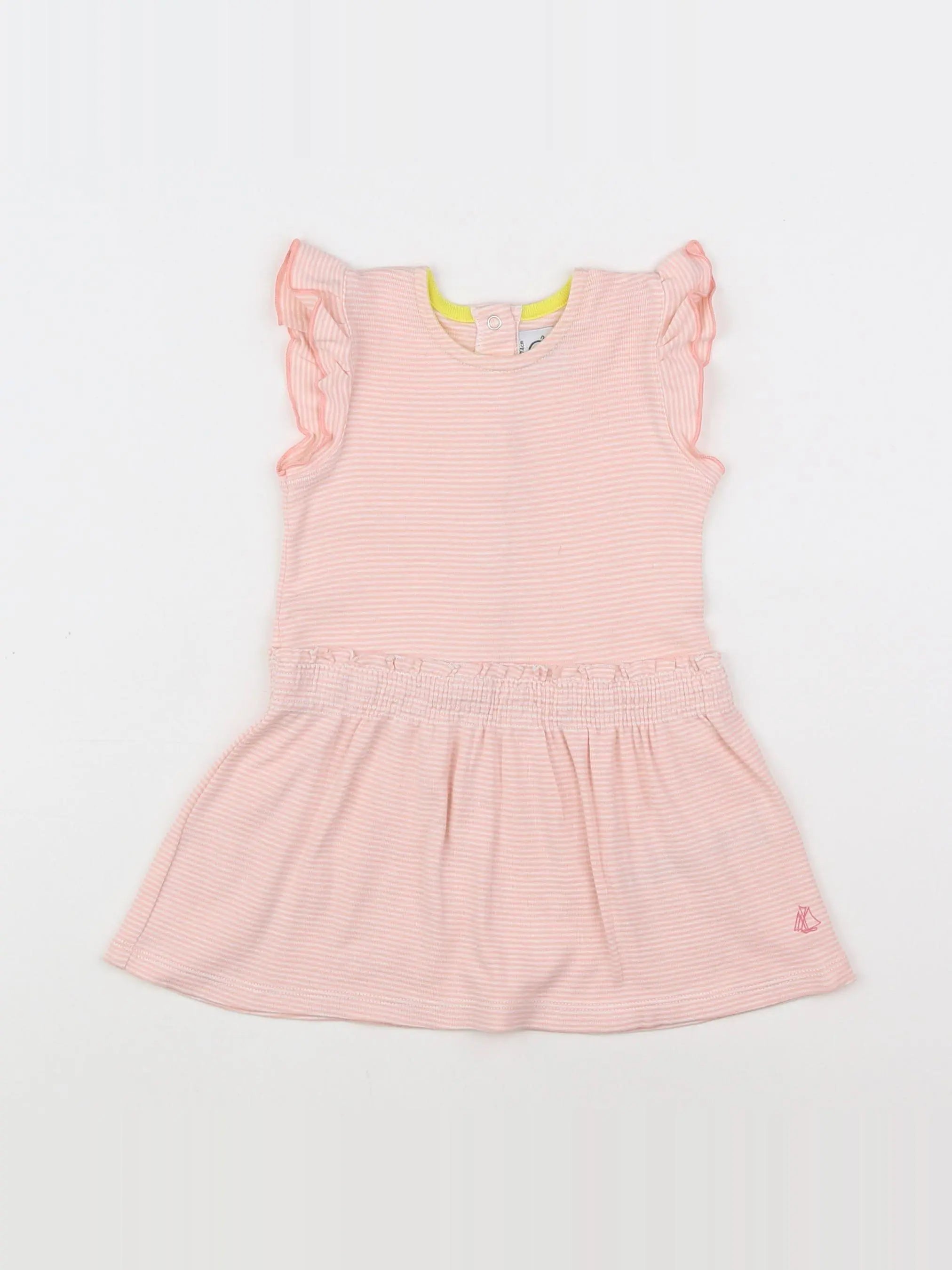Petit Bateau - robe blanc, rose - 12 mois