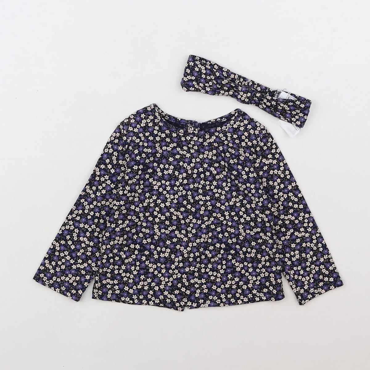 Vertbaudet - tee-shirt violet, blanc - 6 mois