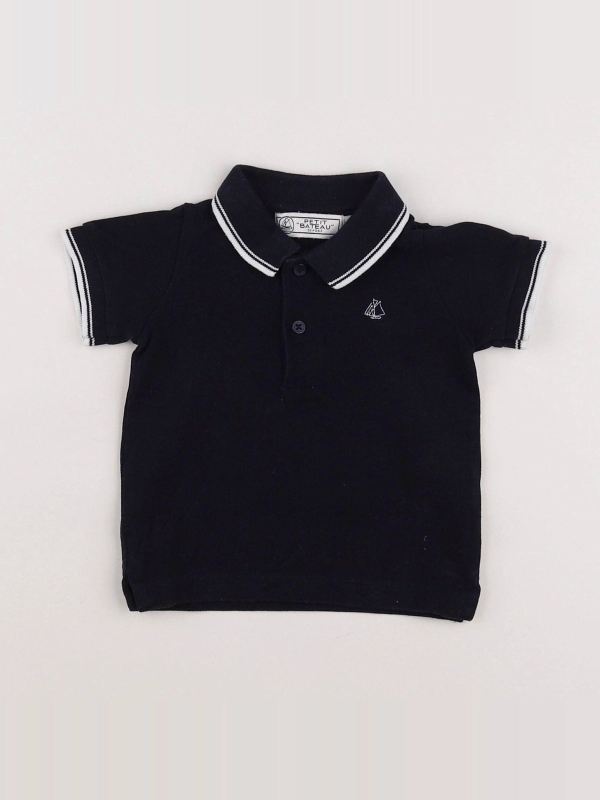 Petit Bateau - polo bleu - 12 mois