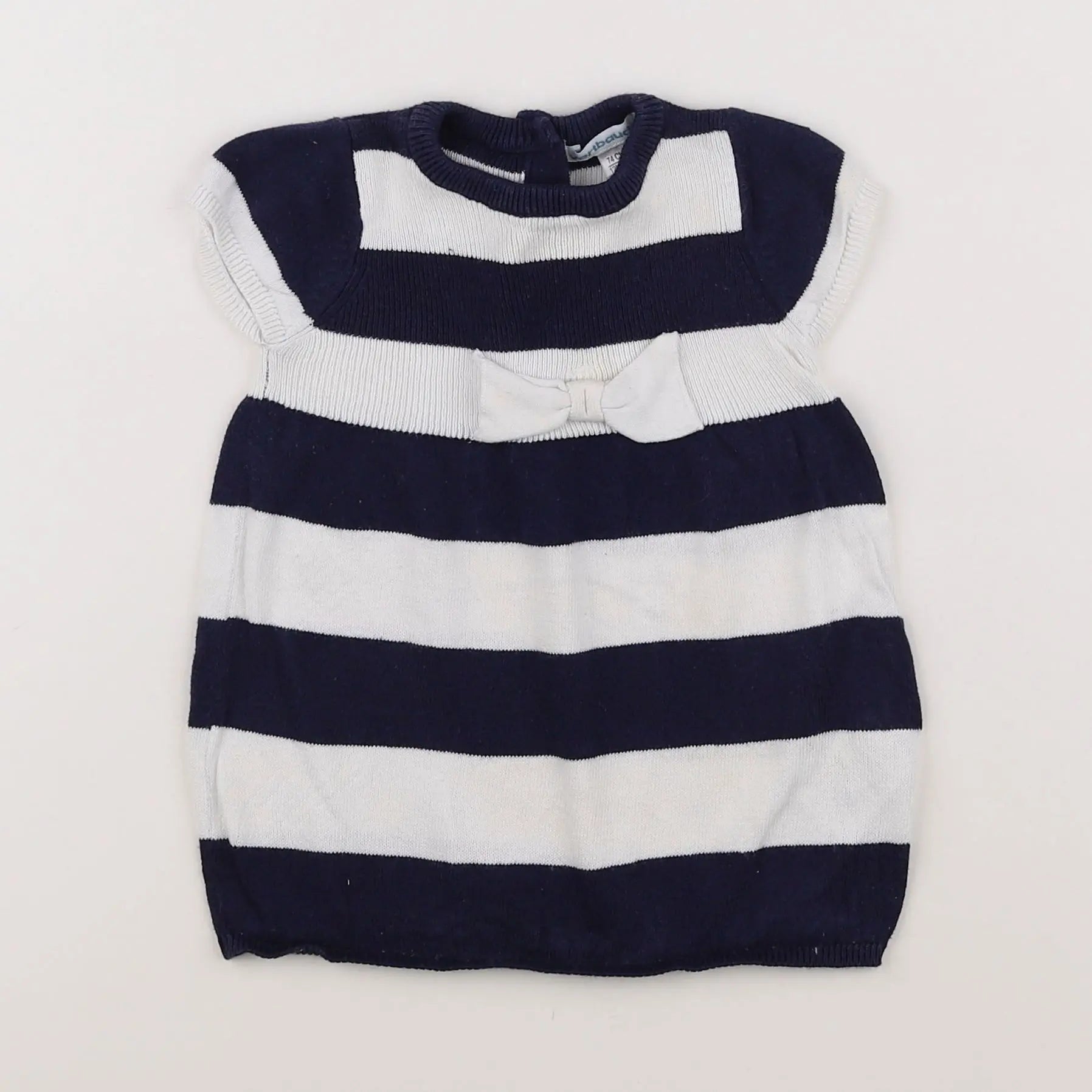 Vertbaudet - robe bleu, blanc - 12 mois
