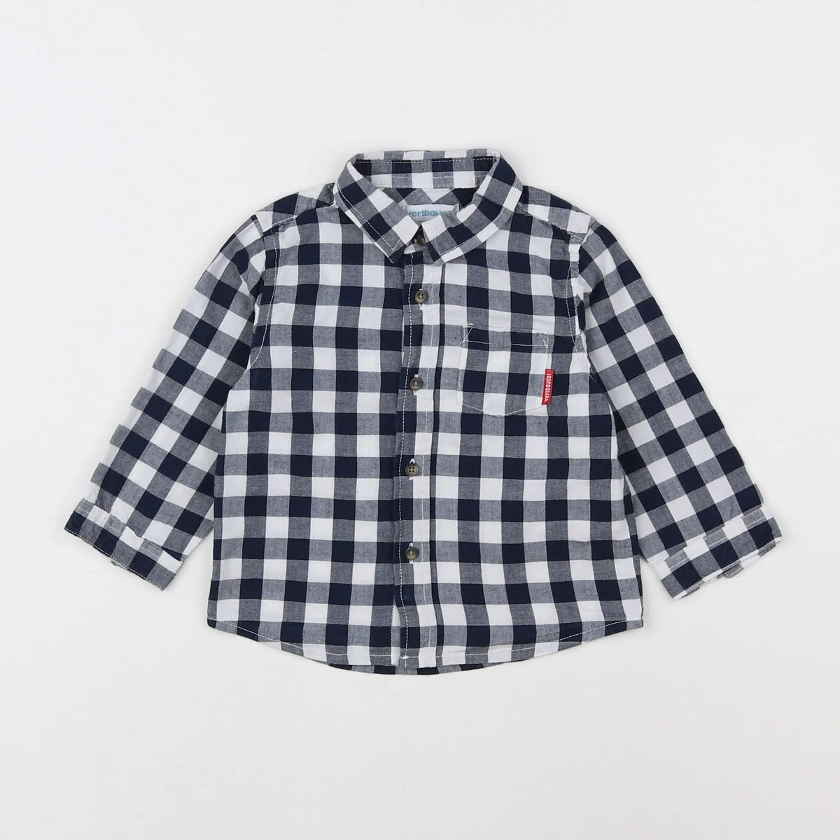 Vertbaudet - chemise bleu, blanc - 12 mois