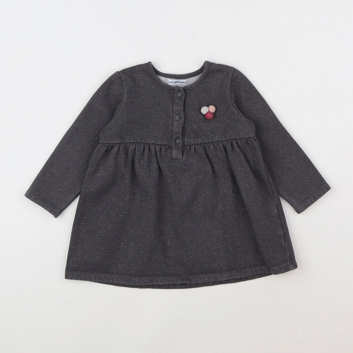 Vertbaudet - robe gris, or - 2 ans