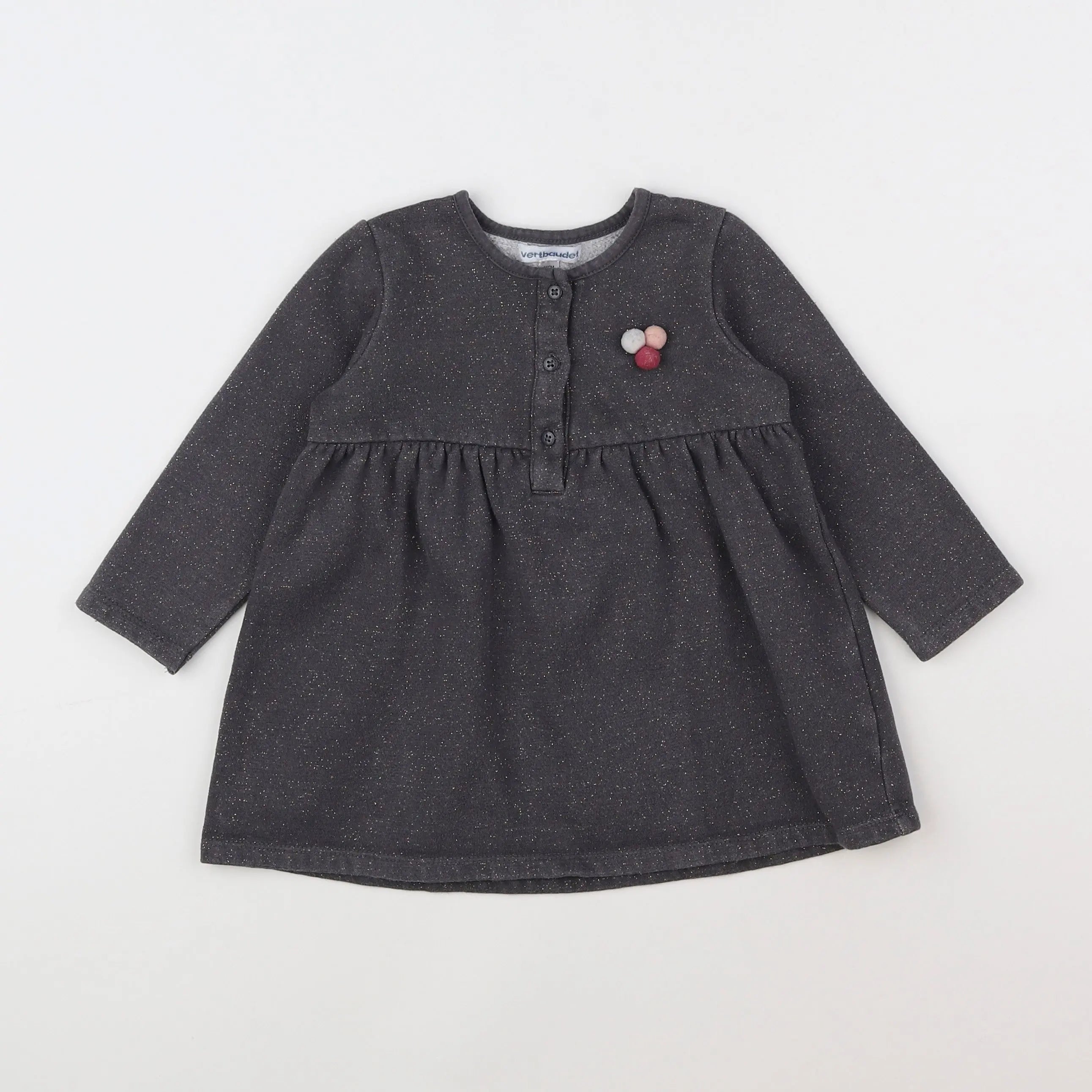 Vertbaudet - robe gris, or - 2 ans