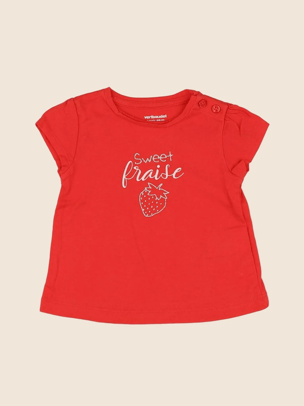 Vertbaudet - tee-shirt rouge - 6 mois