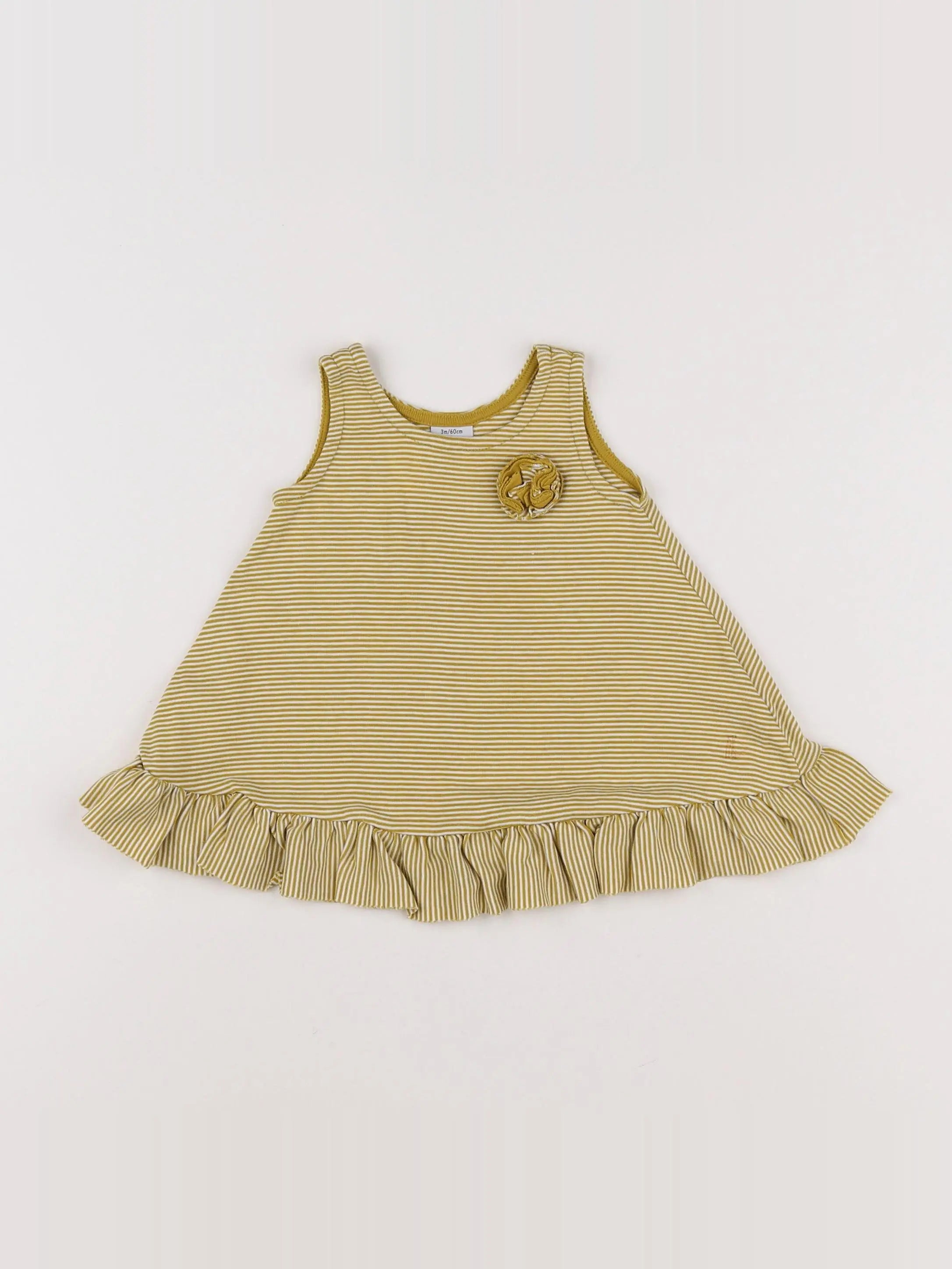 Petit Bateau - robe blanc, jaune - 3 mois