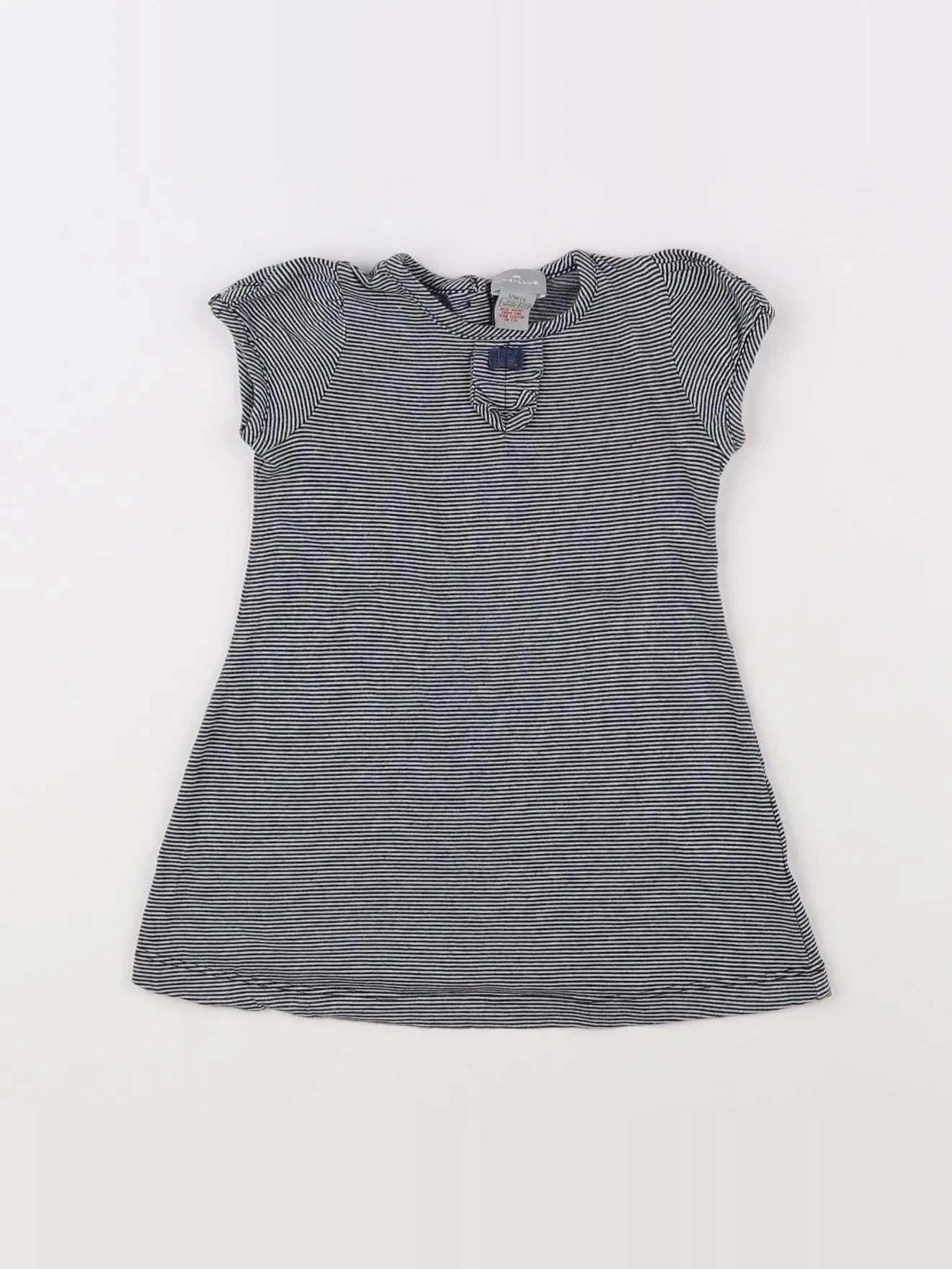 Cyrillus - robe bleu, blanc - 12 mois