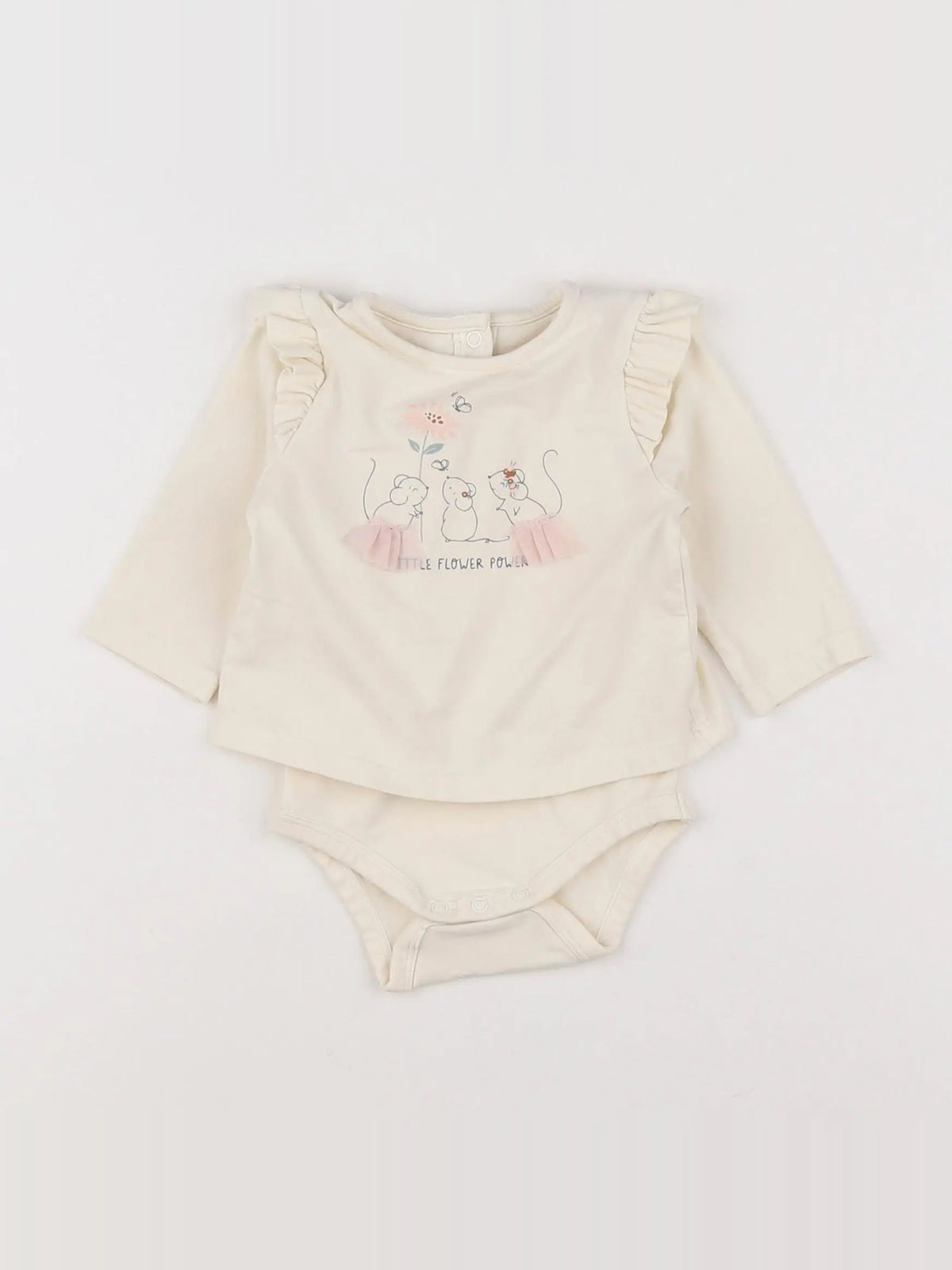 Vertbaudet - body tee-shirt beige - 3 mois