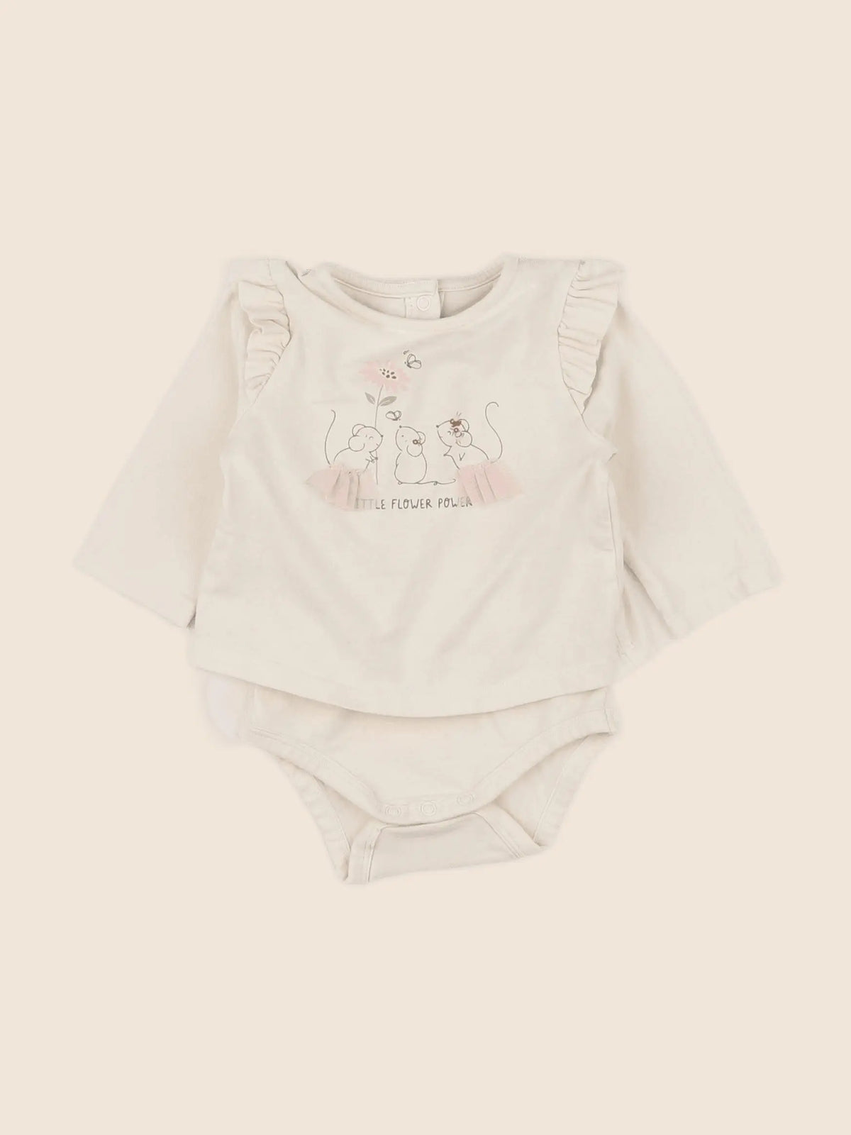 Vertbaudet - body tee-shirt beige - 3 mois