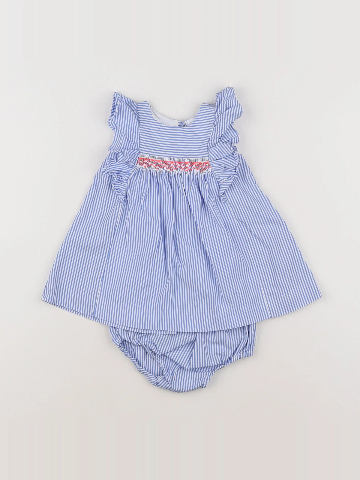 Jacadi - robe blanc, bleu - 6 mois