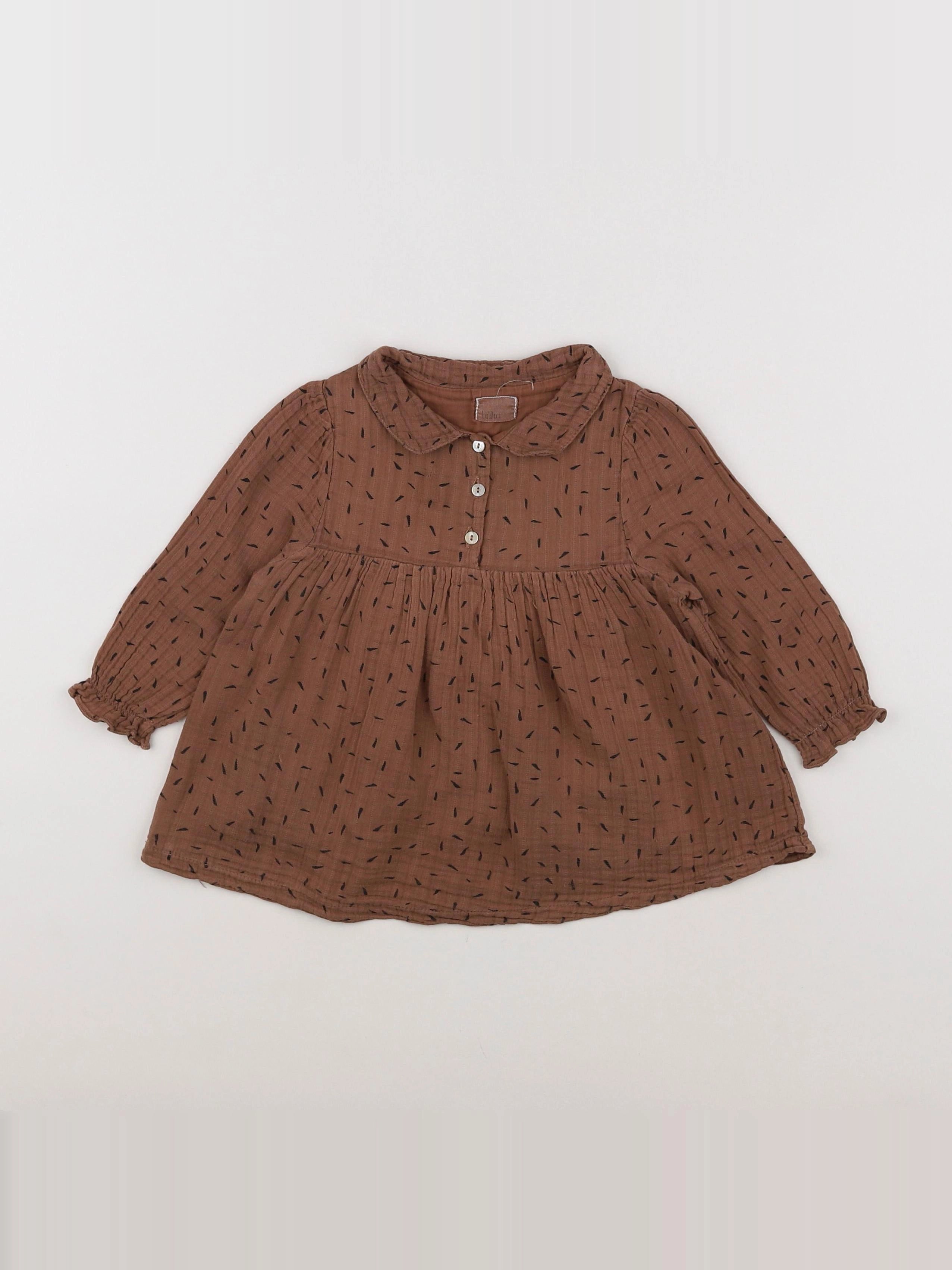 Buho - robe marron - 6/9 mois