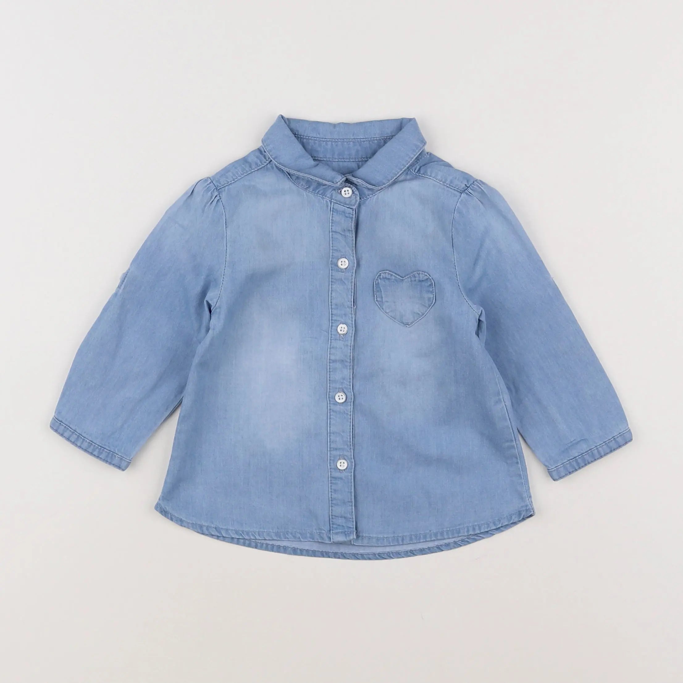 Vertbaudet - chemise bleu - 9 mois