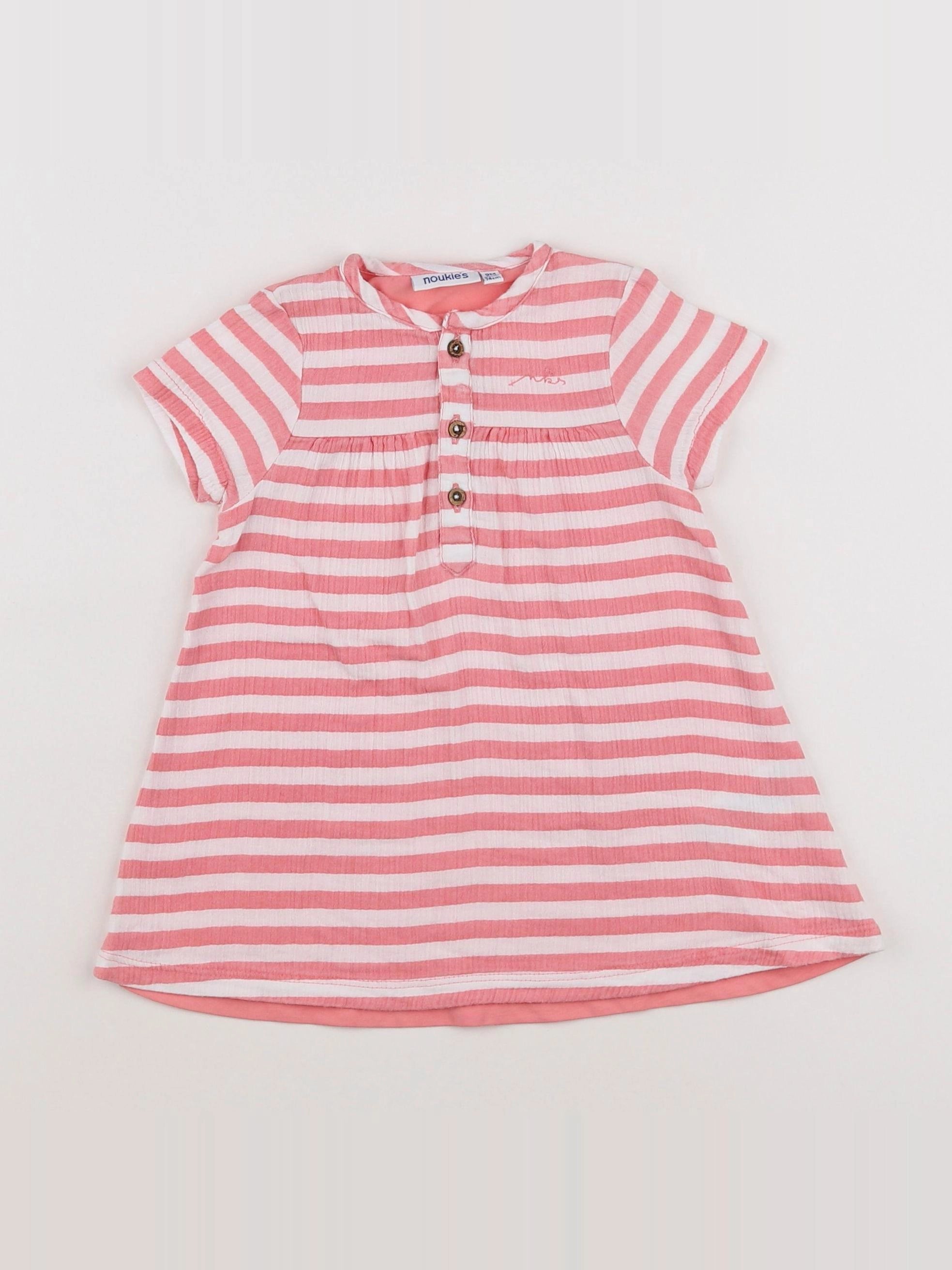 Noukie's - robe blanc, rose - 9 mois