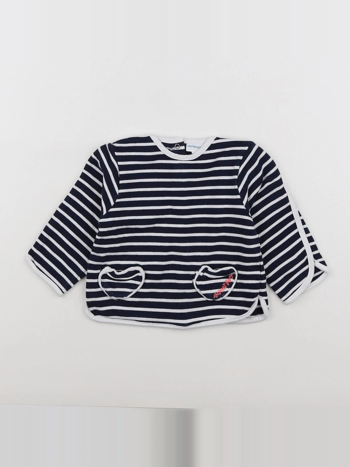 Vertbaudet - sweat bleu, blanc - 12 mois