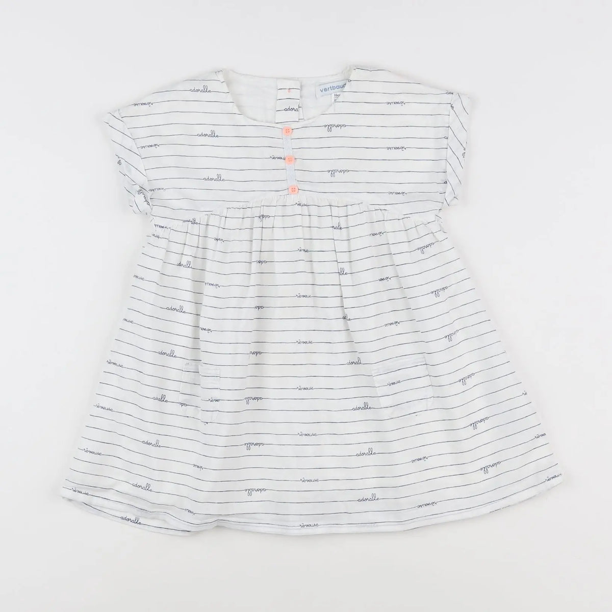Vertbaudet - robe blanc, bleu - 2 ans