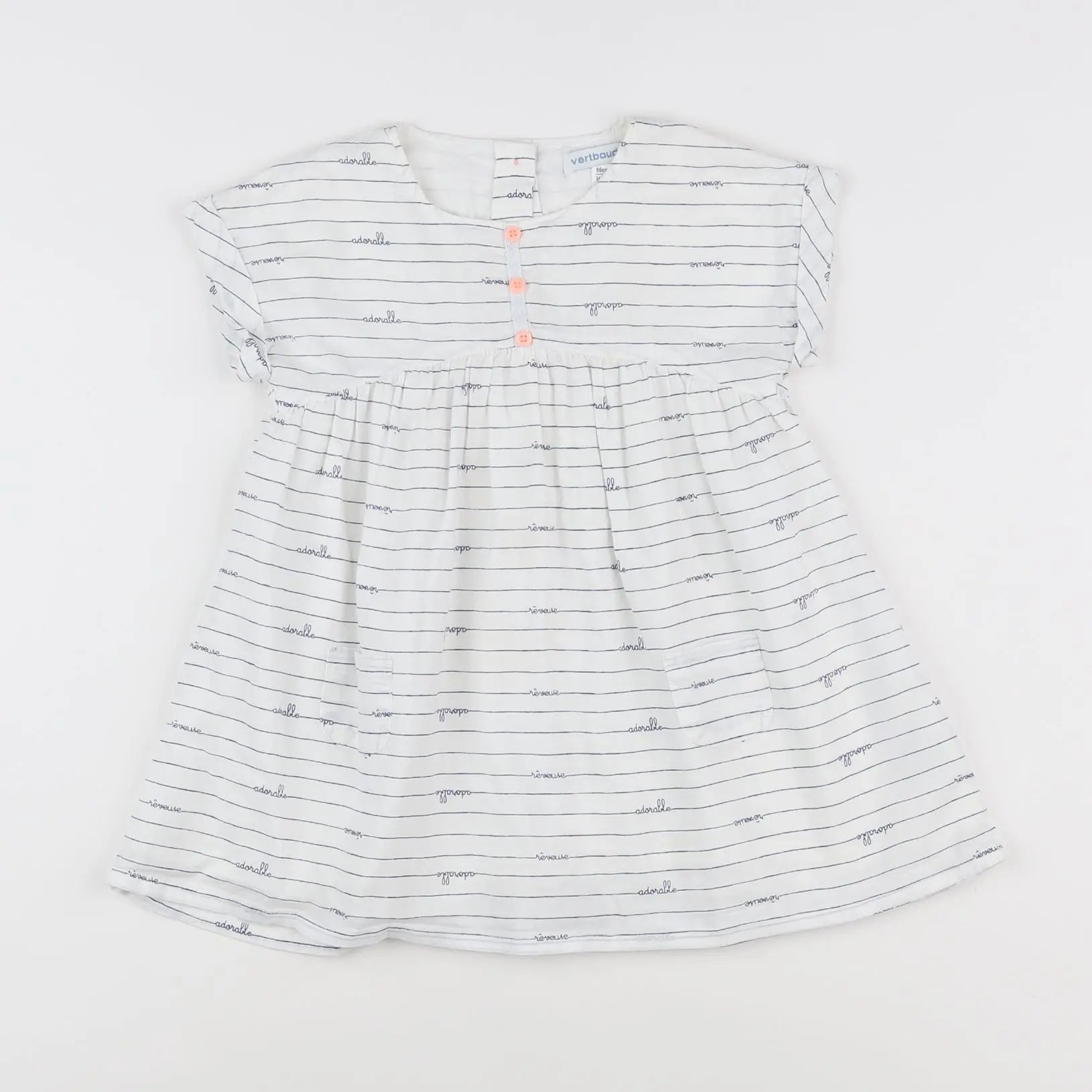Vertbaudet - robe blanc, bleu - 2 ans