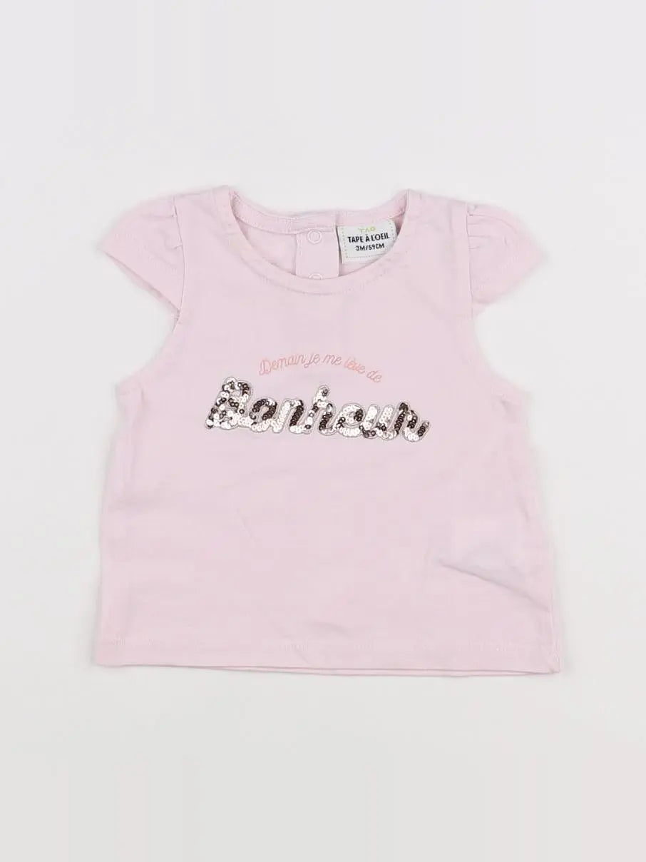 Tape à l'oeil - tee-shirt rose - 3 mois