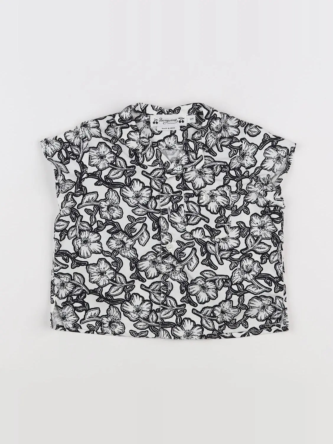 Bonpoint - chemise blanc, noir - 6 mois