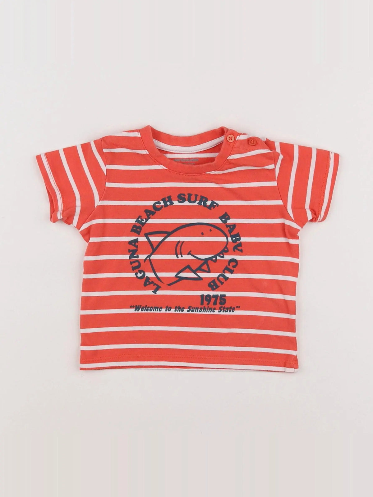 Vertbaudet - tee-shirt rouge, blanc - 12 mois