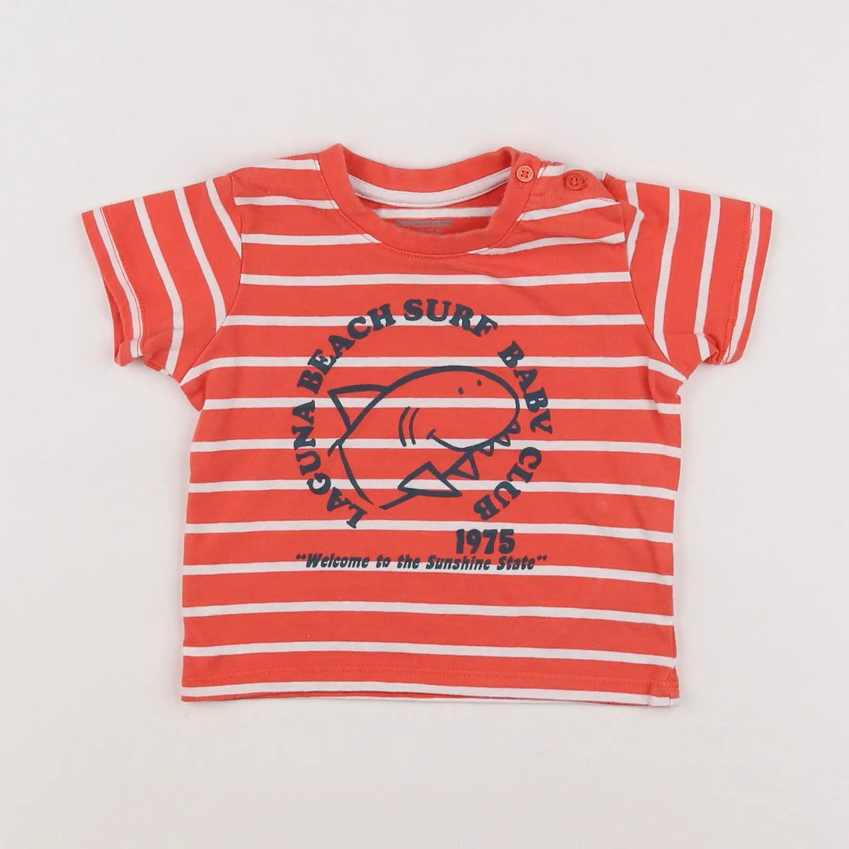 Vertbaudet - tee-shirt rouge, blanc - 12 mois