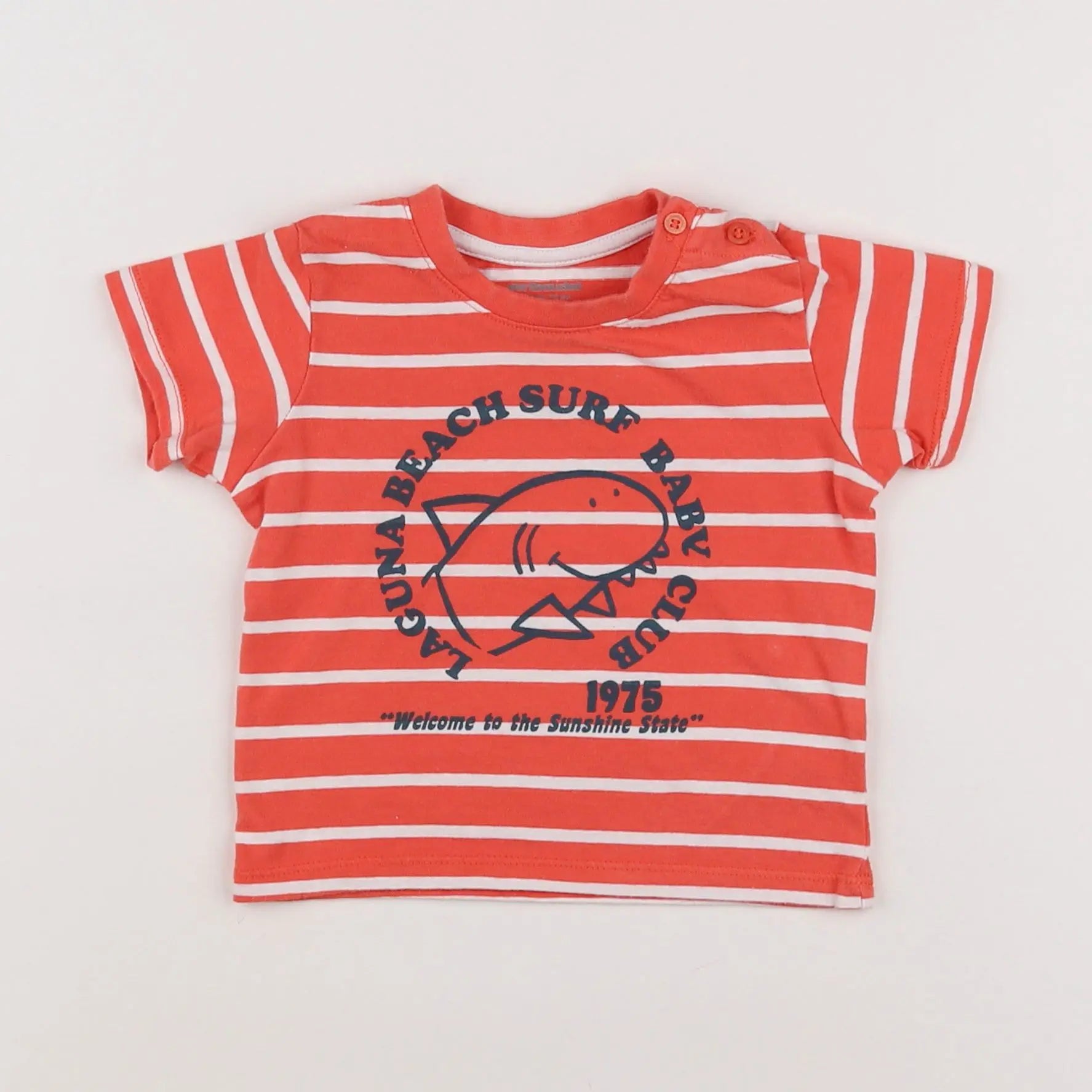 Vertbaudet - tee-shirt rouge, blanc - 12 mois