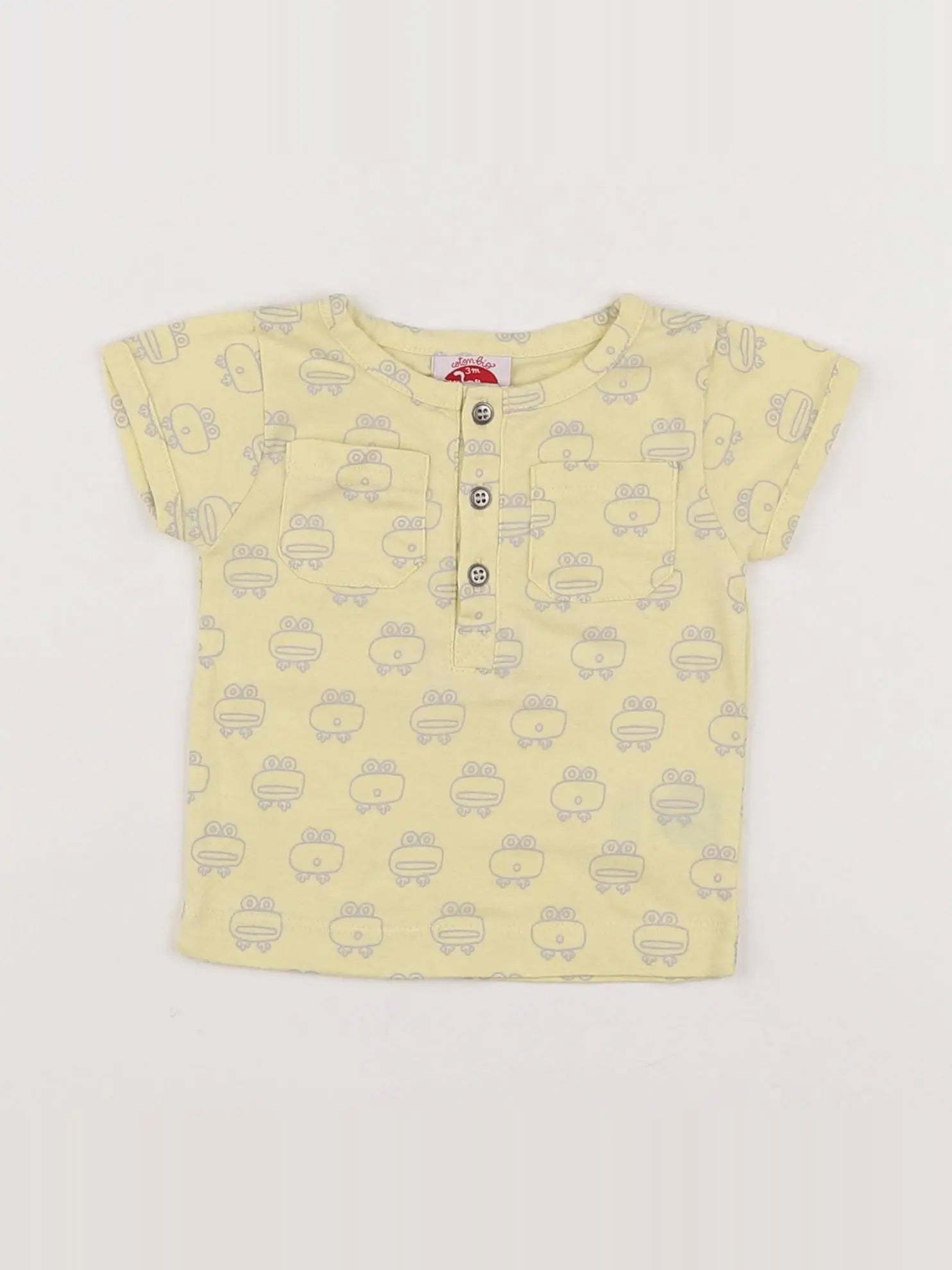 La queue du chat - tee-shirt jaune, gris - 3 mois