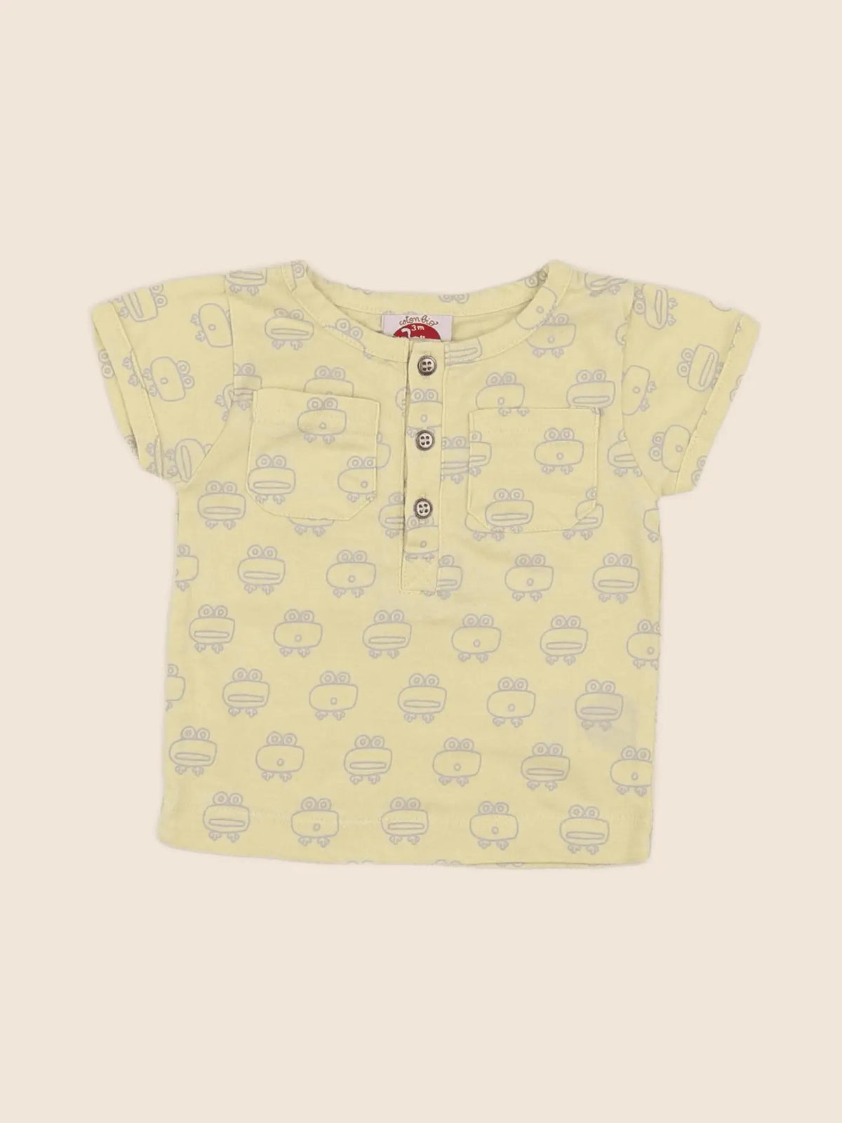 La queue du chat - tee-shirt jaune, gris - 3 mois