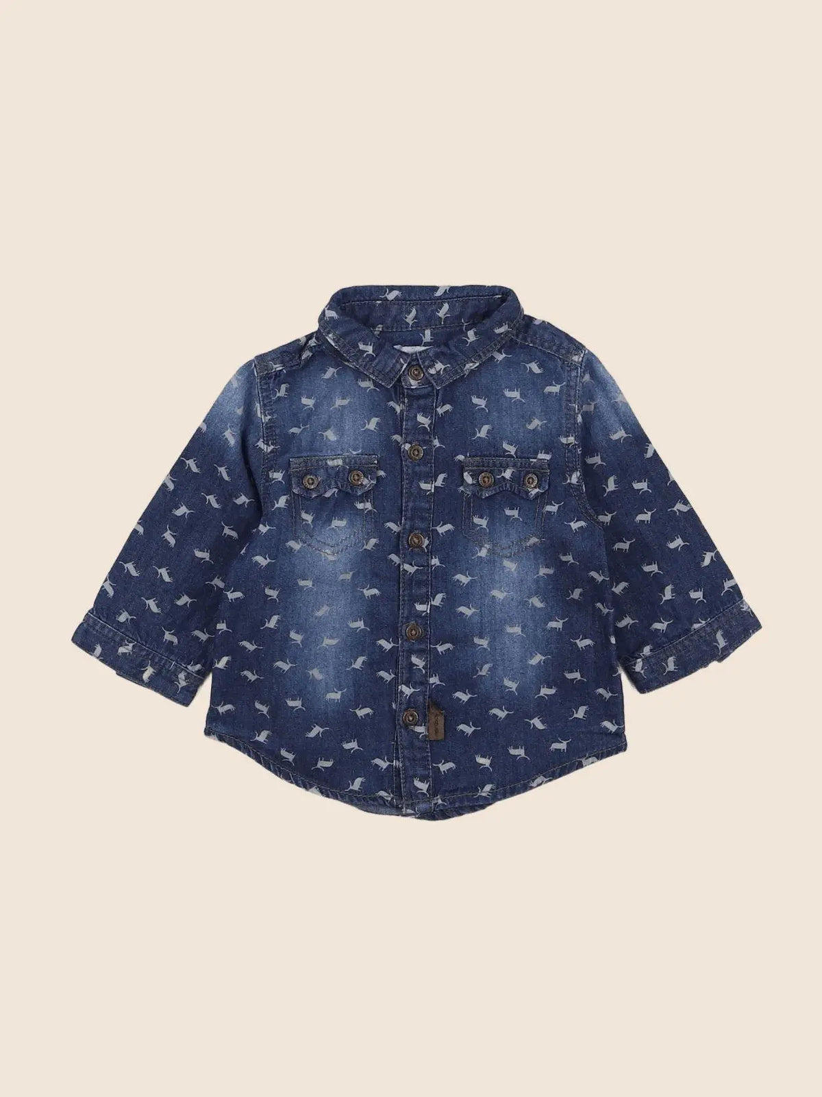 Vertbaudet - chemise bleu, gris - 3 mois