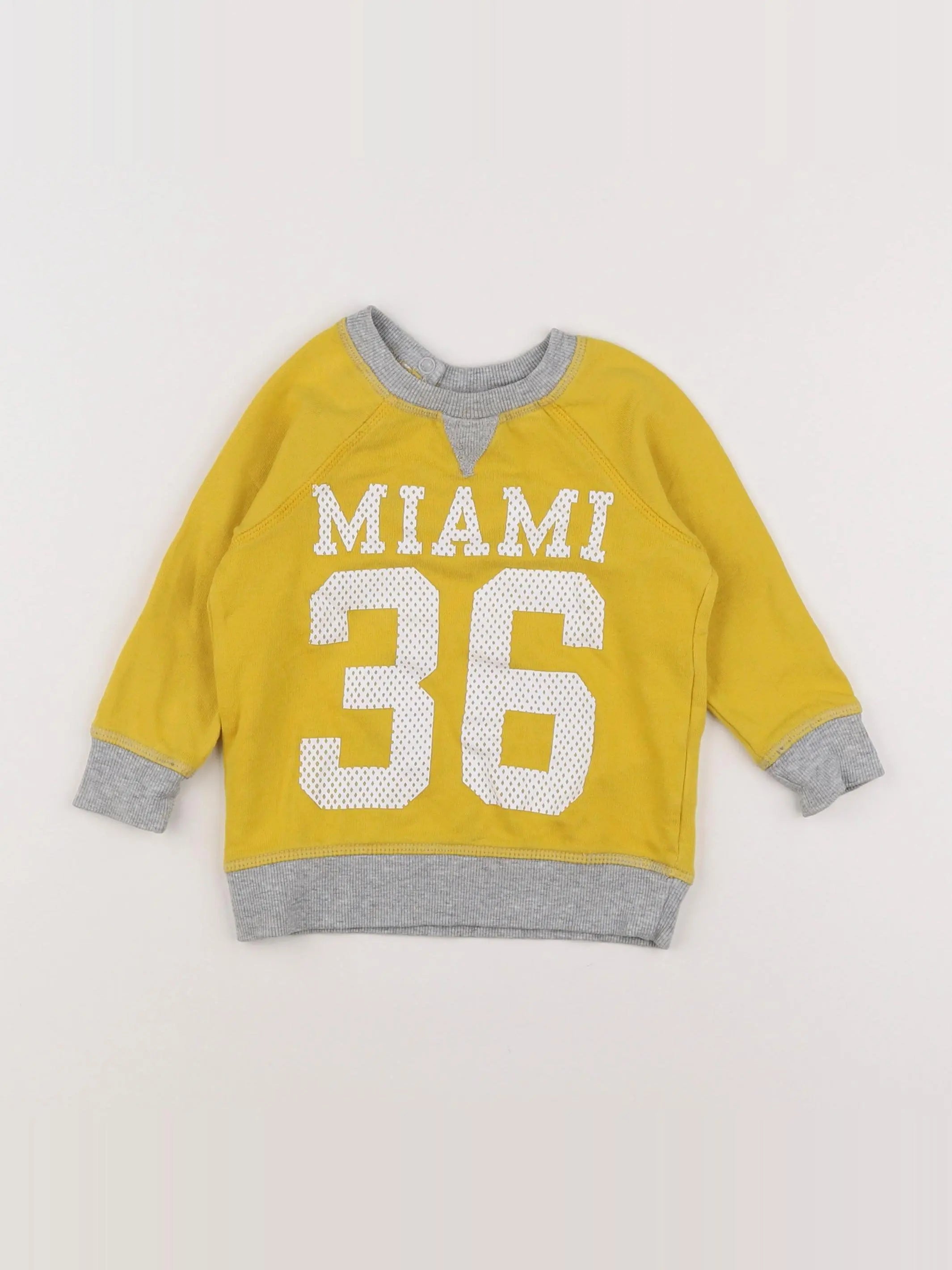 H&M - sweat jaune, gris - 9/12 mois