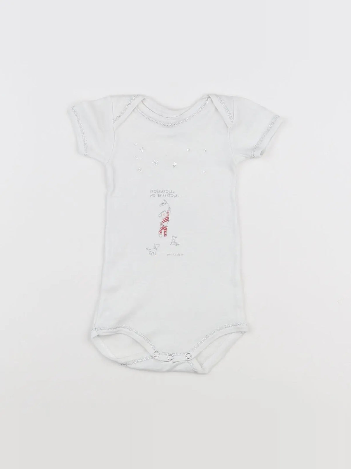 Petit Bateau - body blanc, argent - 3 mois